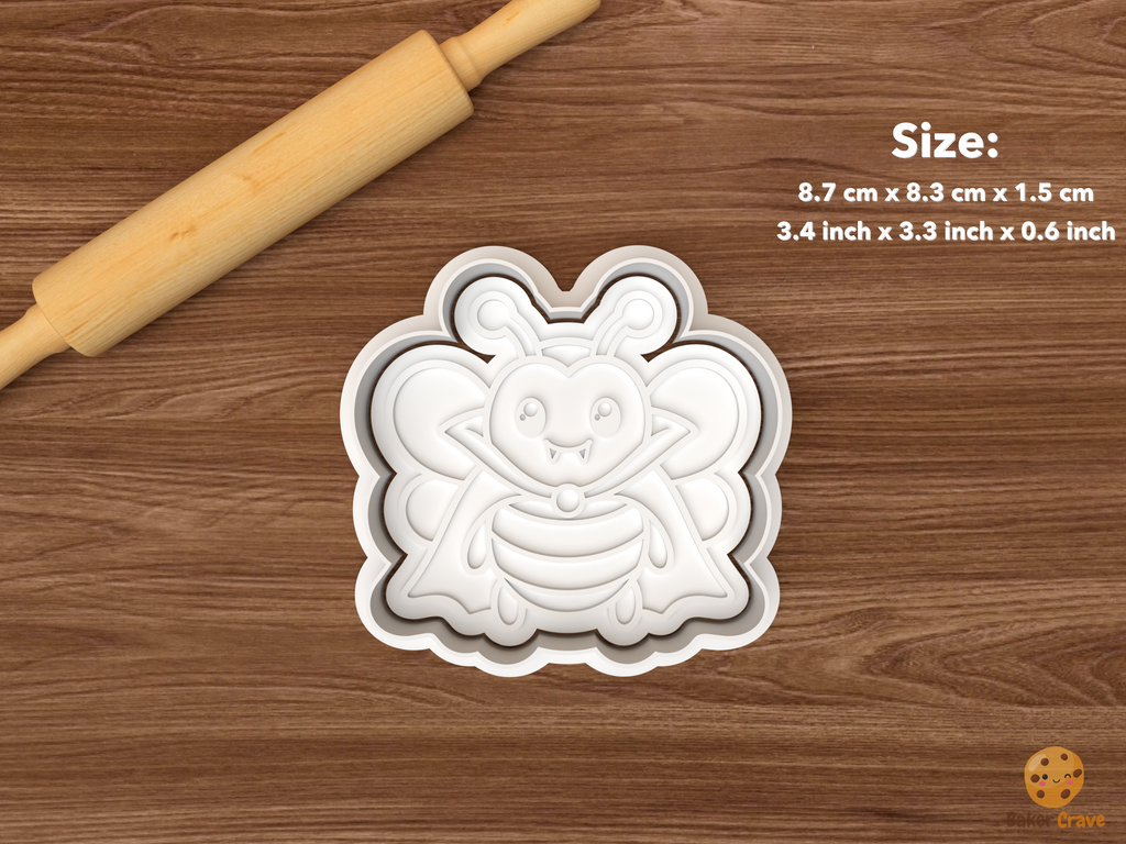 Halloween Bee Cookie Cutter Set STL File - single vampire bee
