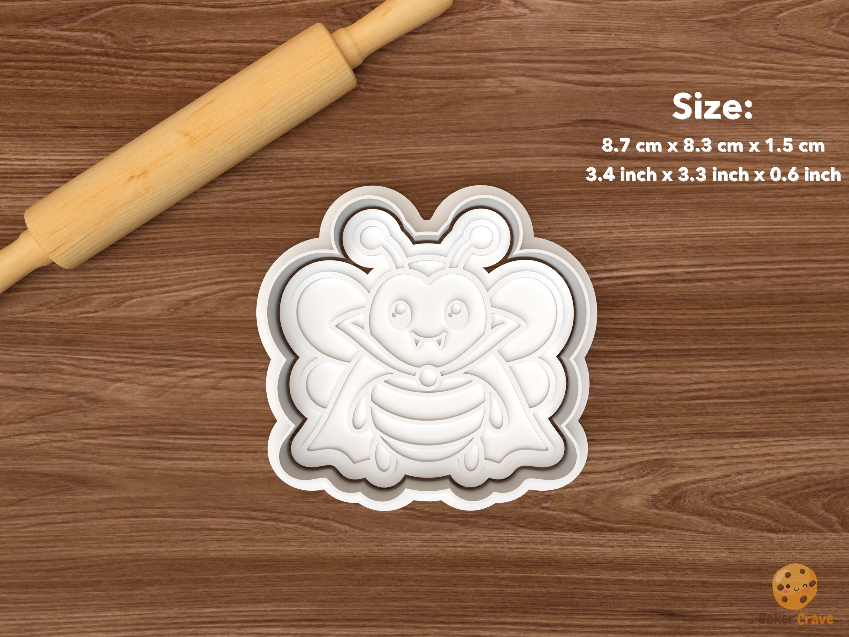Halloween Bee Cookie Cutter Set STL File - single vampire bee