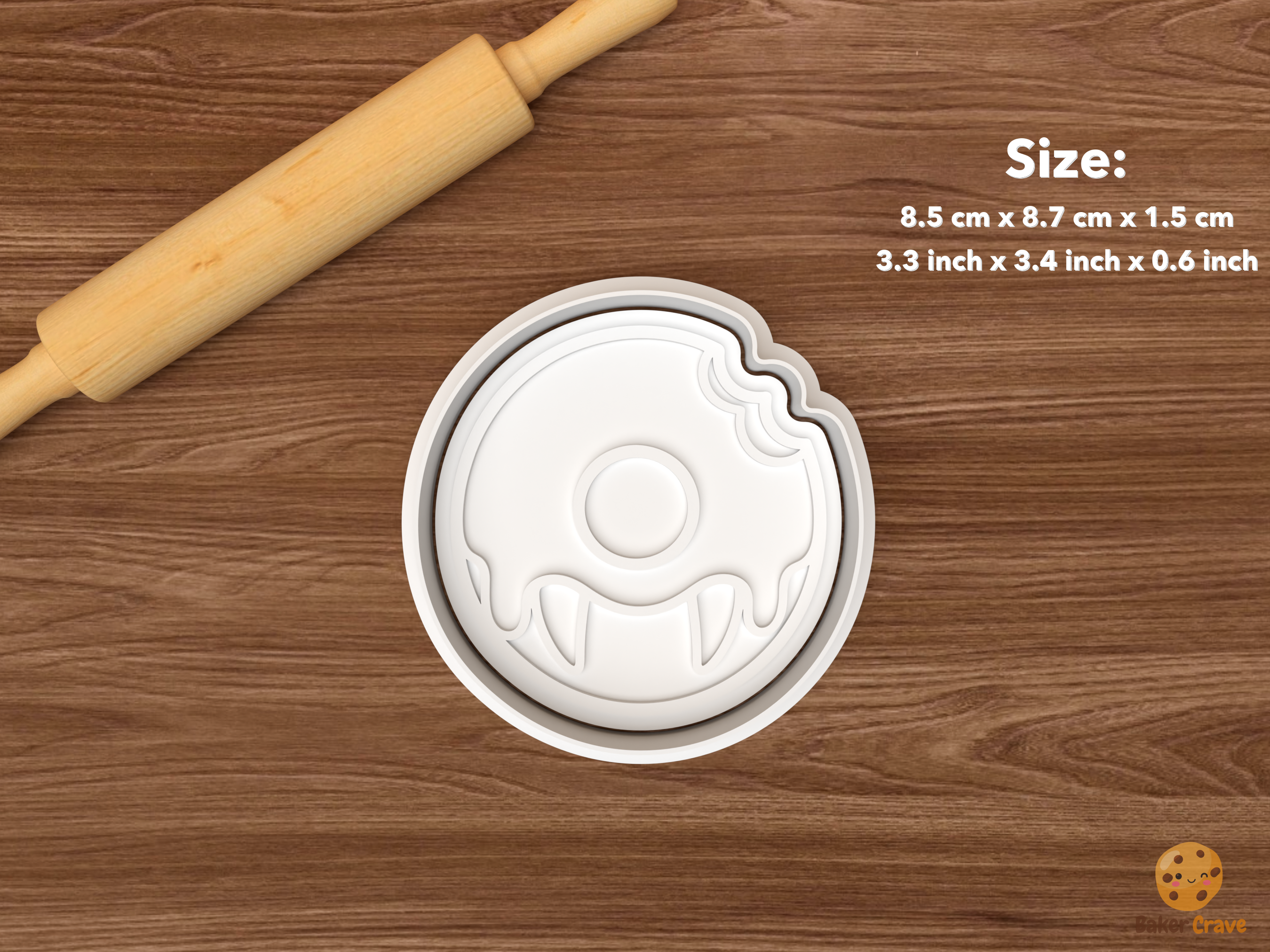 Halloween Donut Cookie Cutter Set STL File - single vampire bite donut