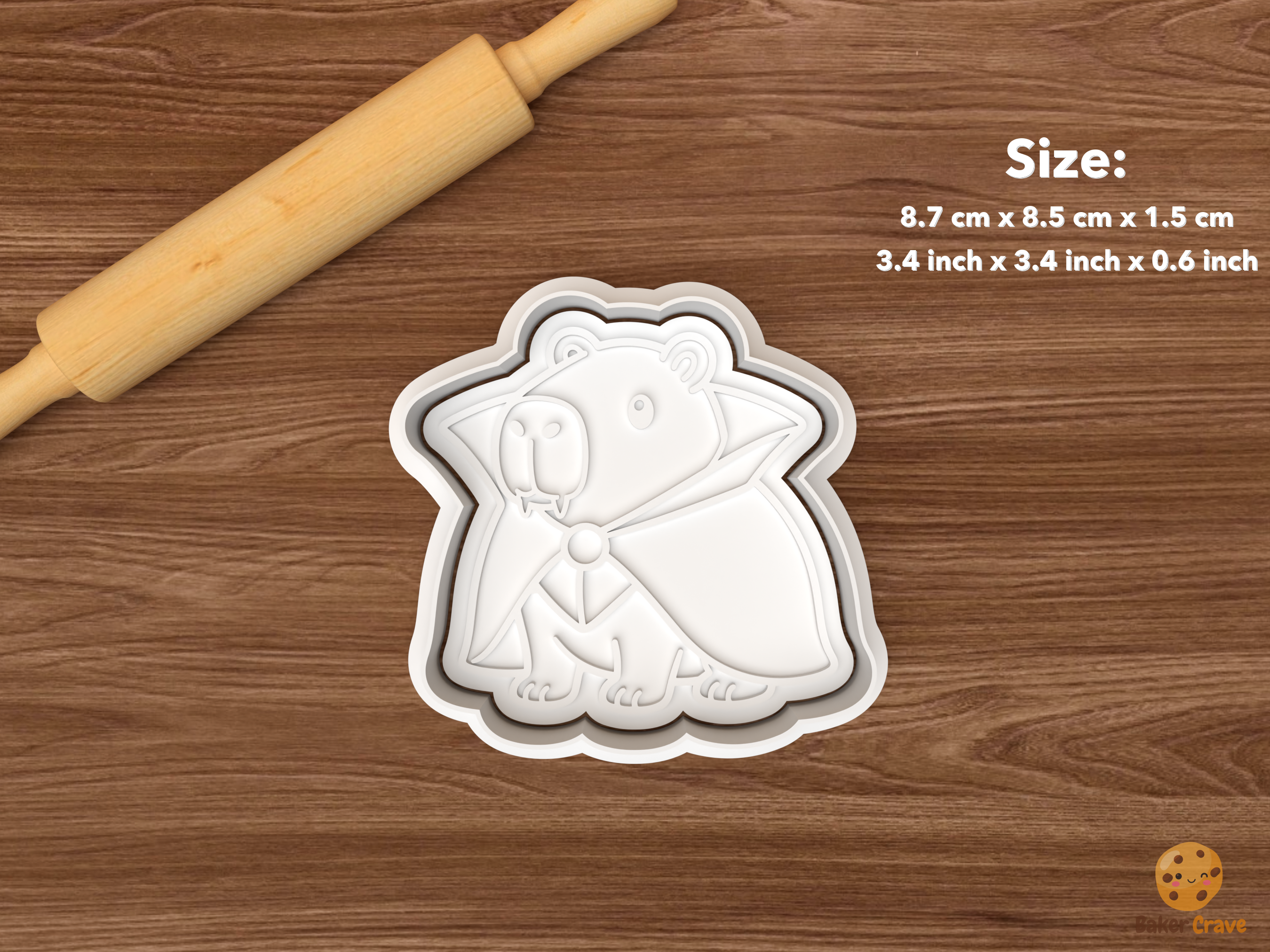 Halloween Capybara Cookie Cutter Set STL File - single vampire capybara