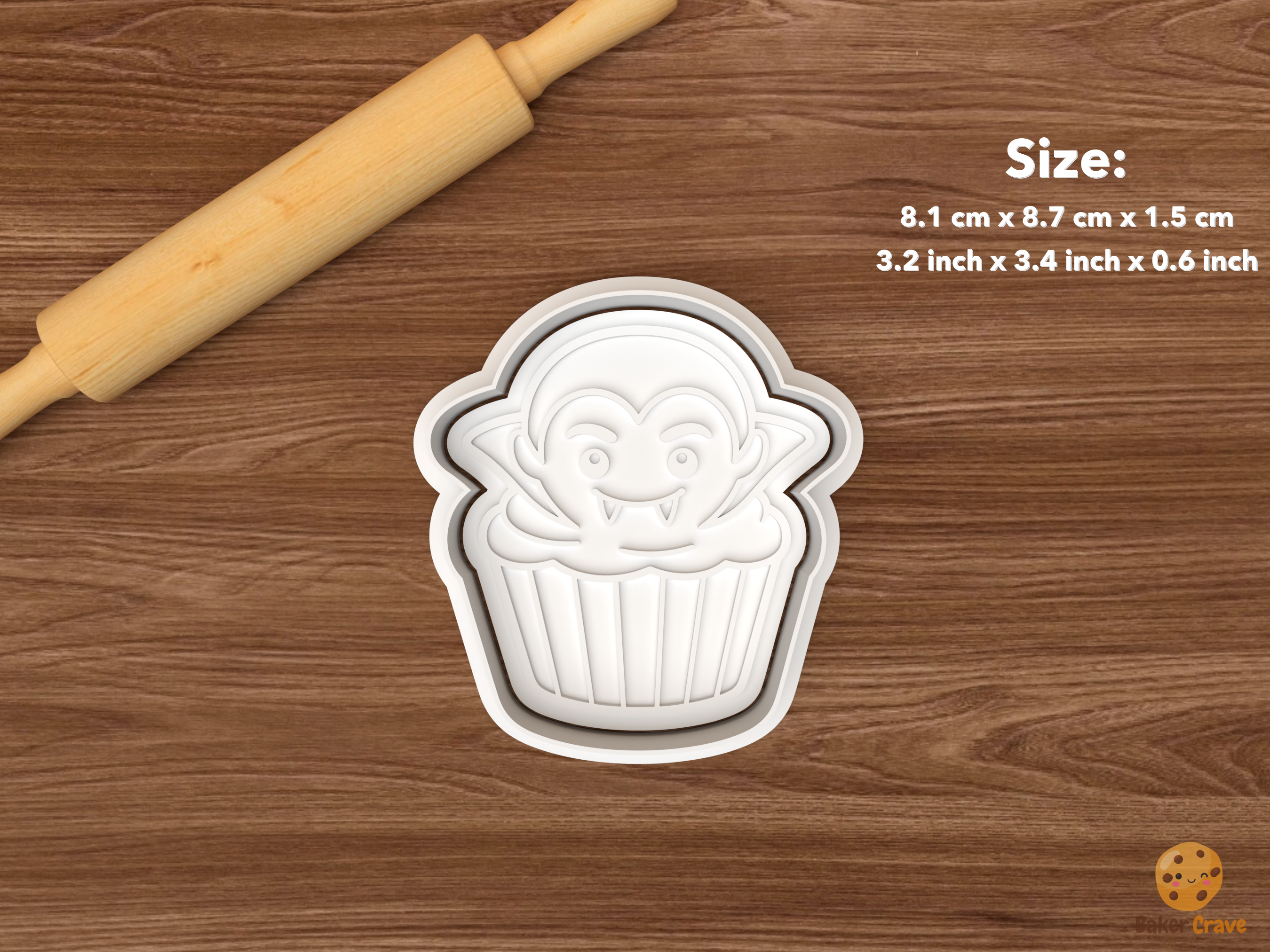 Cute Halloween Monster Party Cookie Cutter Set STL File - single vampire cupcake