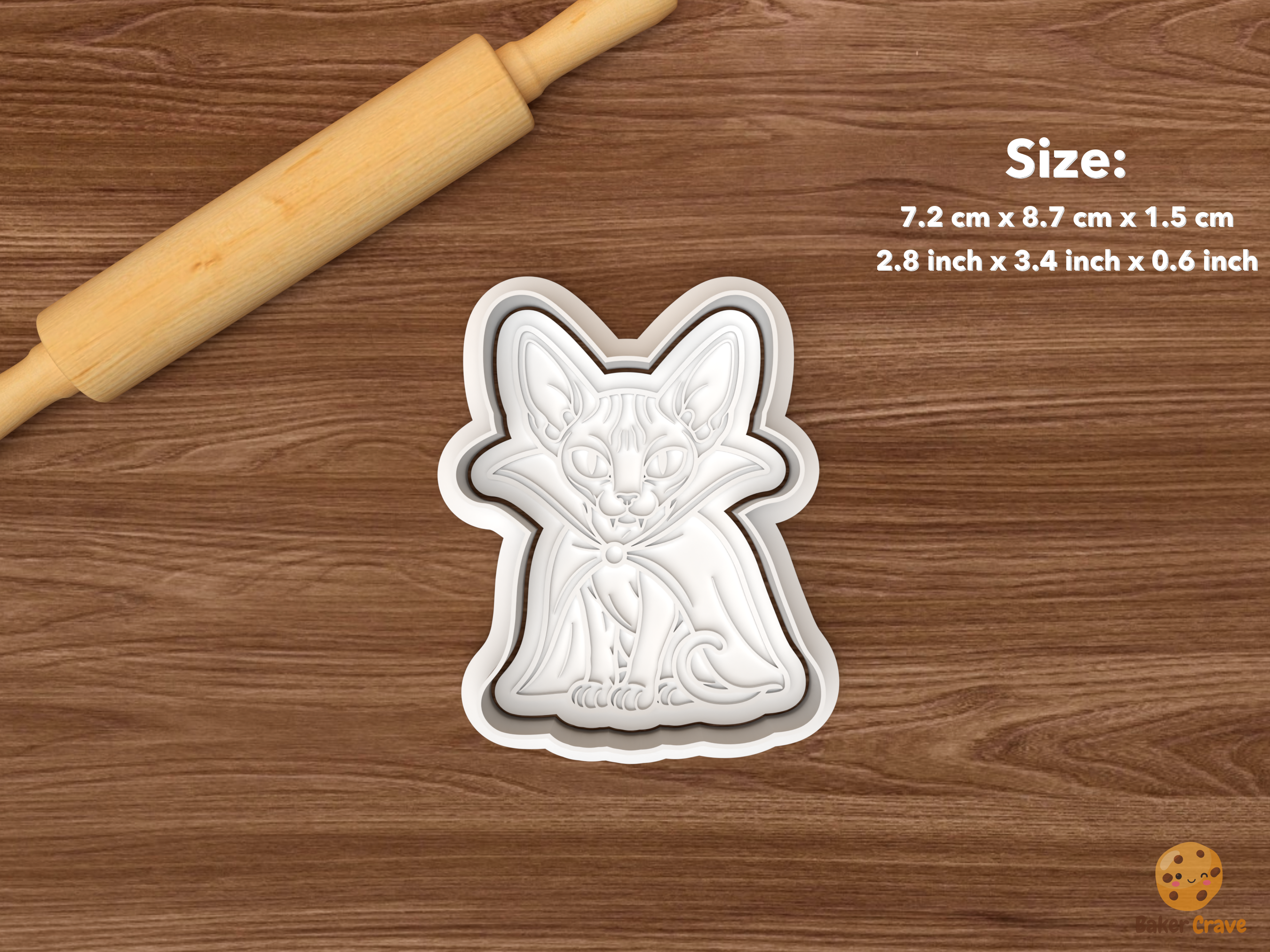 Halloween Sphynx Cat Cookie Cutter Set STL File - single vampire halloween sphynx cat