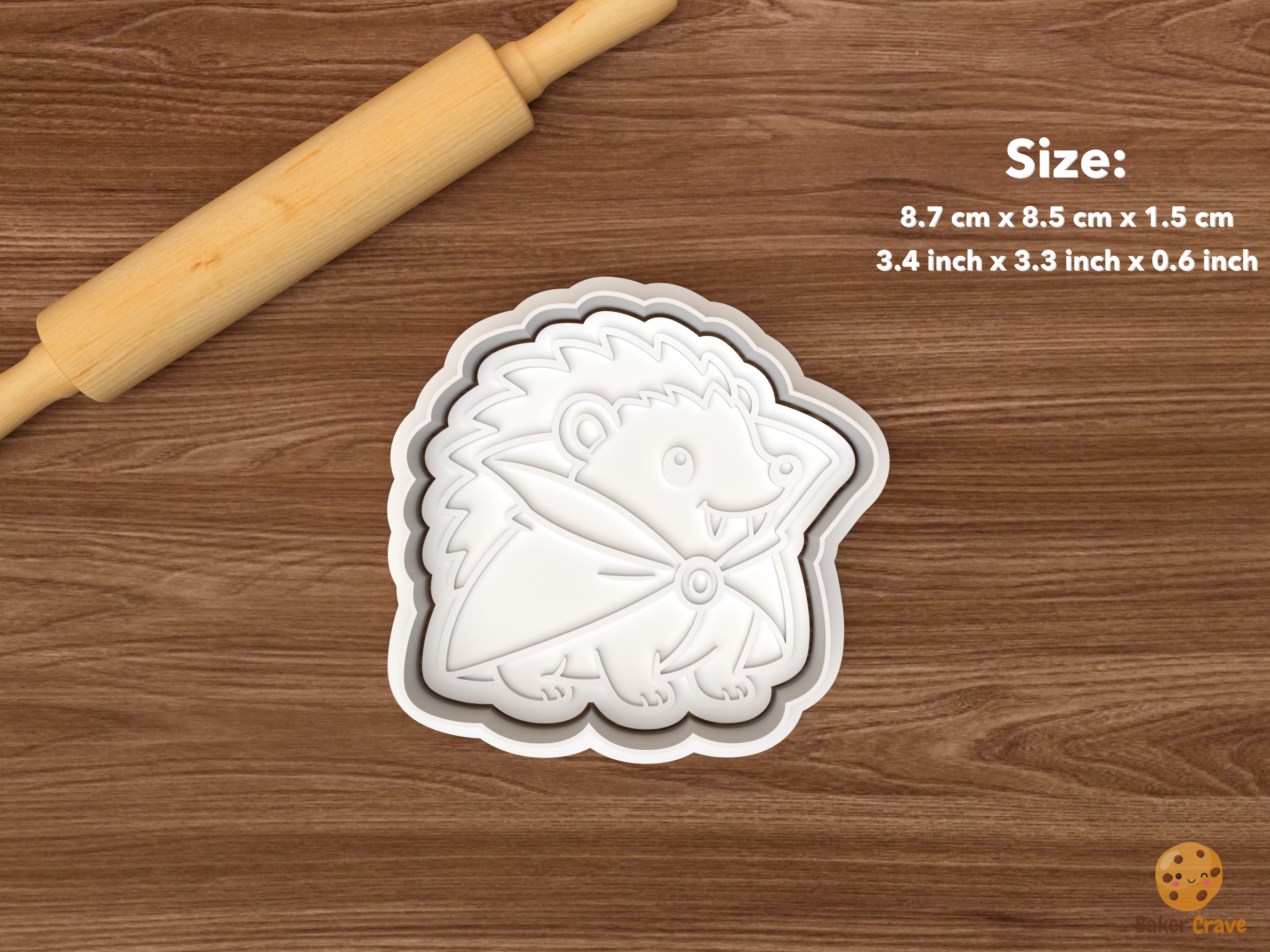 Halloween Hedgehog Cookie Cutter Set STL File - single vampire hedgehog