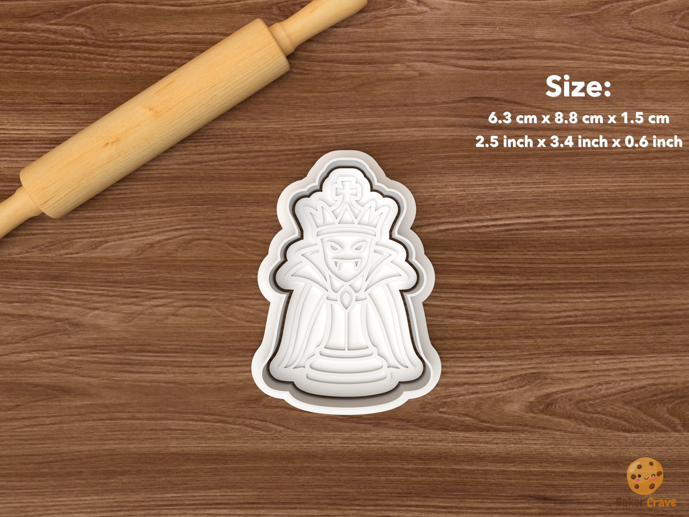 Halloween Chess Piece Cookie Cutter Set STL File - single vampire king chess piece