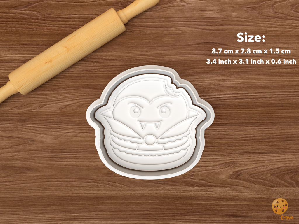 Halloween Macaron Cookie Cutter Set STL File - single vampire macaron