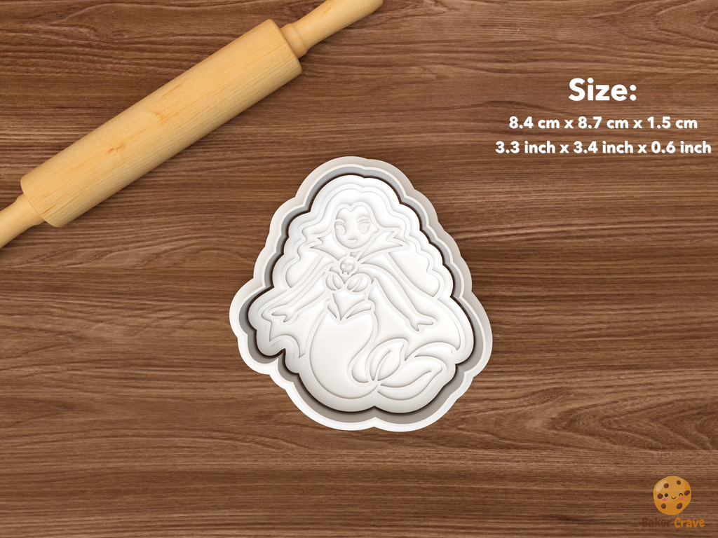 Halloween Sea Witch Mermaid Cookie Cutter Set STL File - single vampire mermaid with skull cape