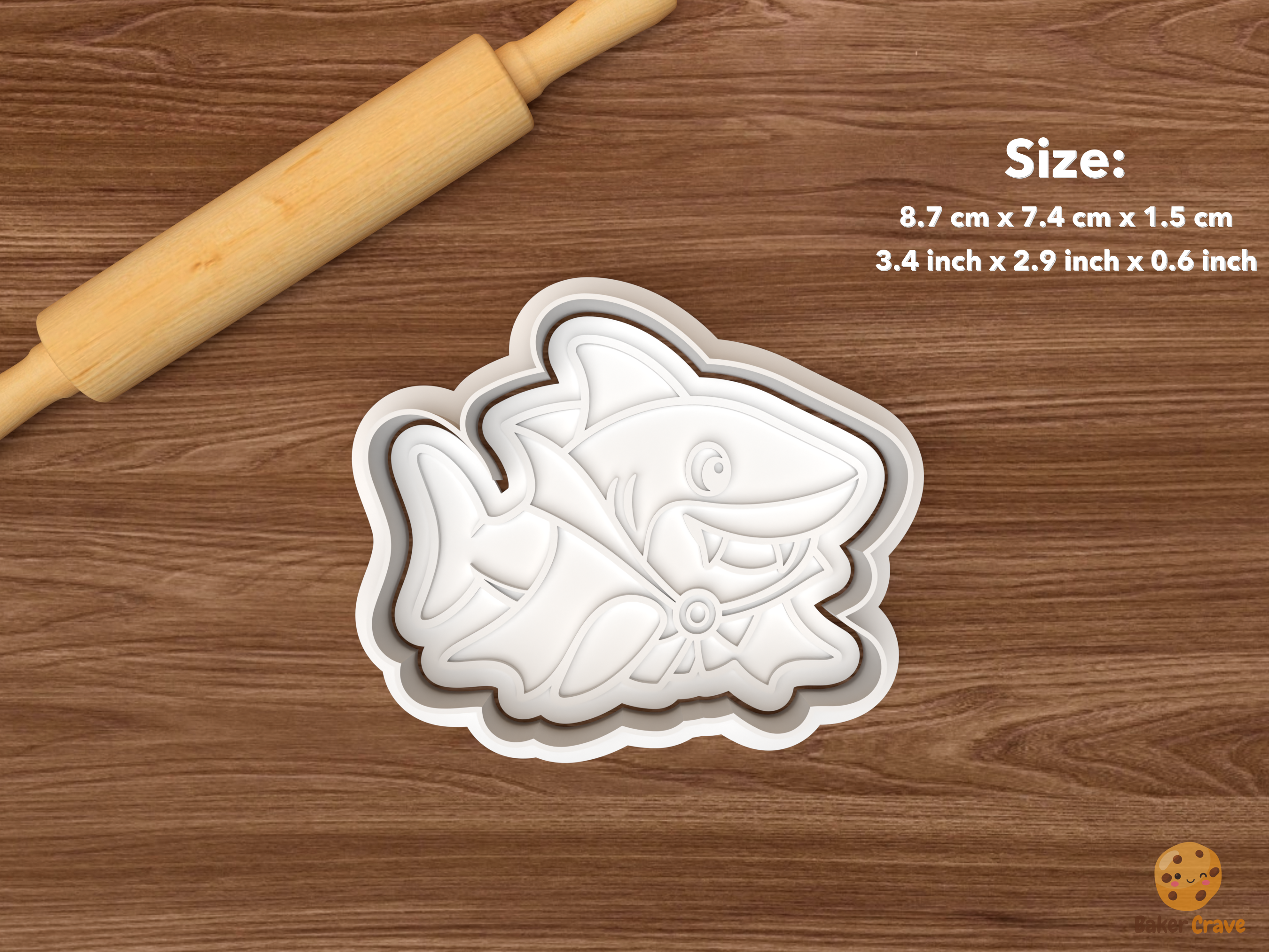 Halloween Shark Cookie Cutter Set STL File - single vampire shark