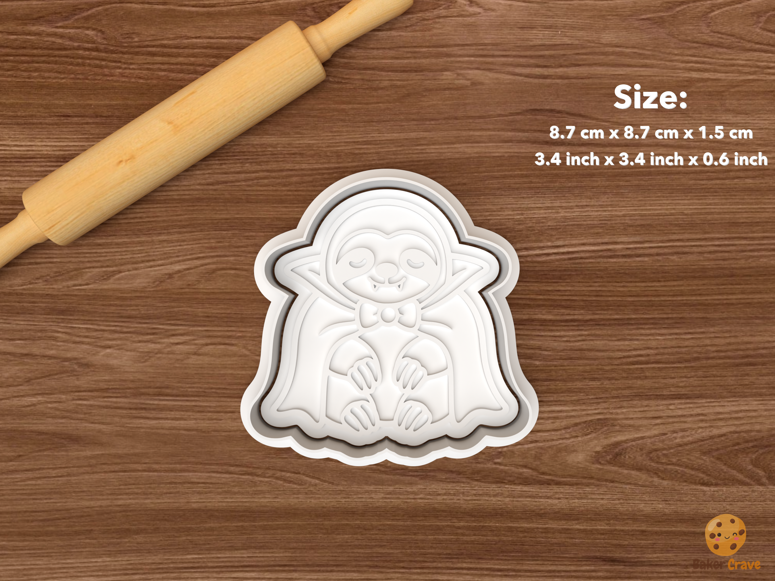 Halloween Sloth Cookie Cutter Set STL File - single vampire sloth