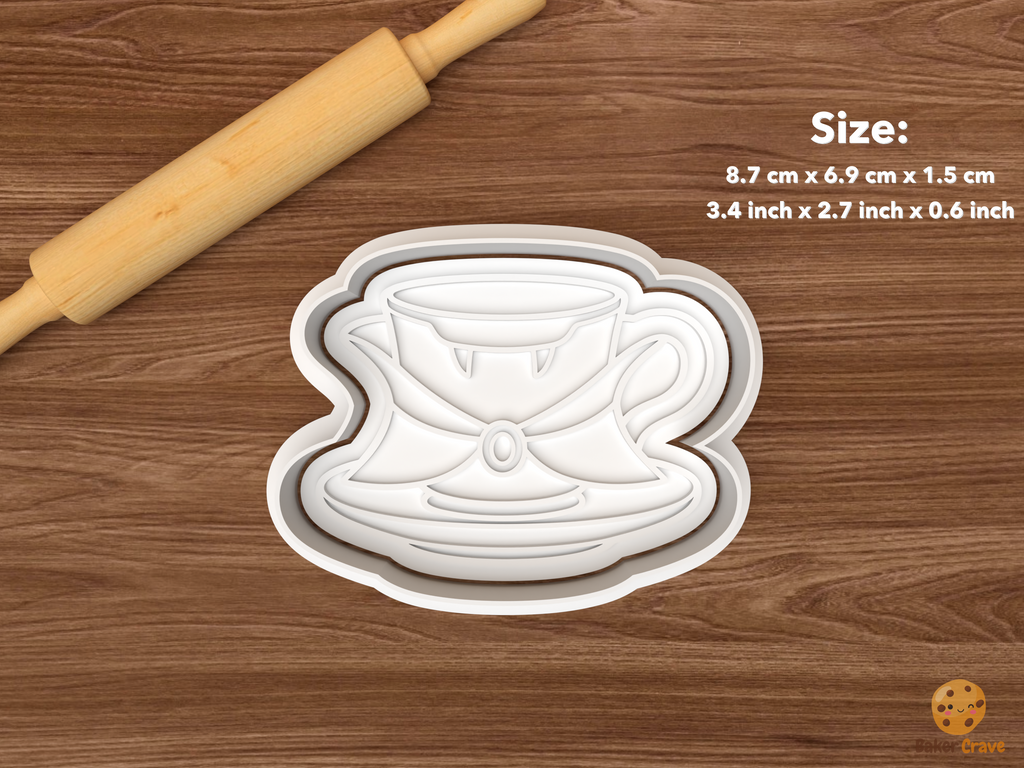 Halloween Haunted Tea Party Cookie Cutter Set STL File - single vampire teacup and saucer