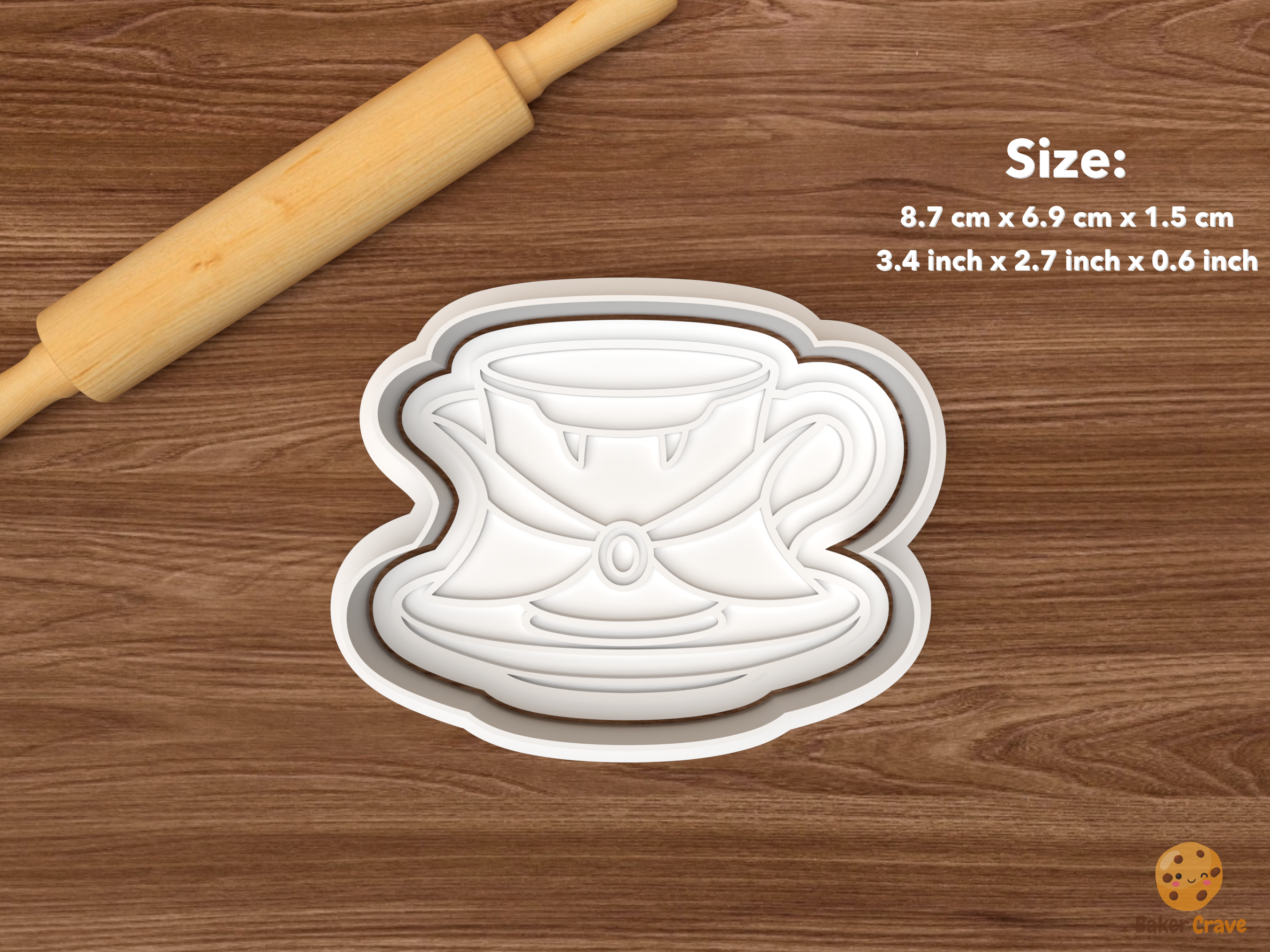 Halloween Haunted Tea Party Cookie Cutter Set STL File - single vampire teacup and saucer