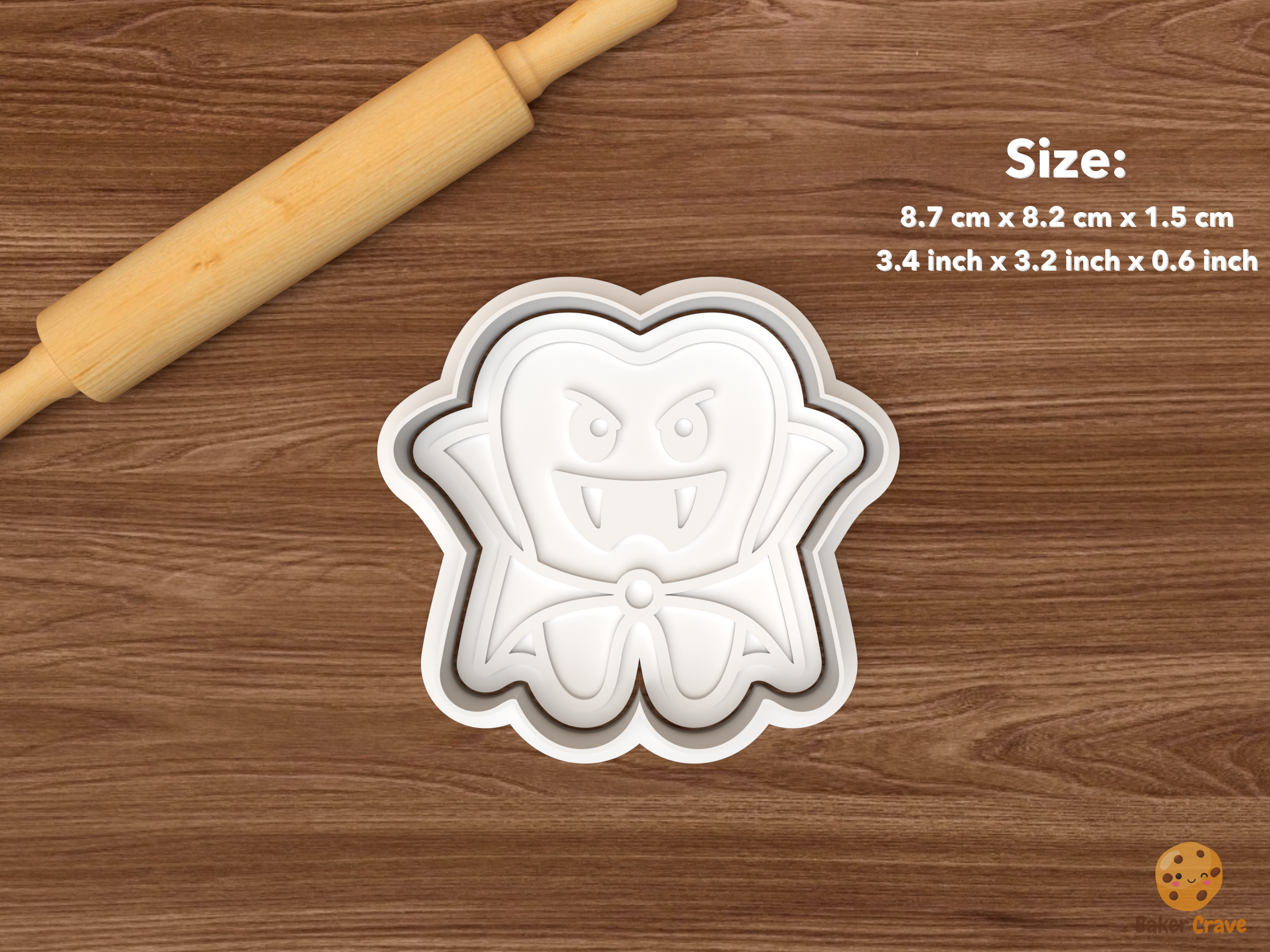 Halloween Tooth Cookie Cutter Set STL File - single vampire tooth