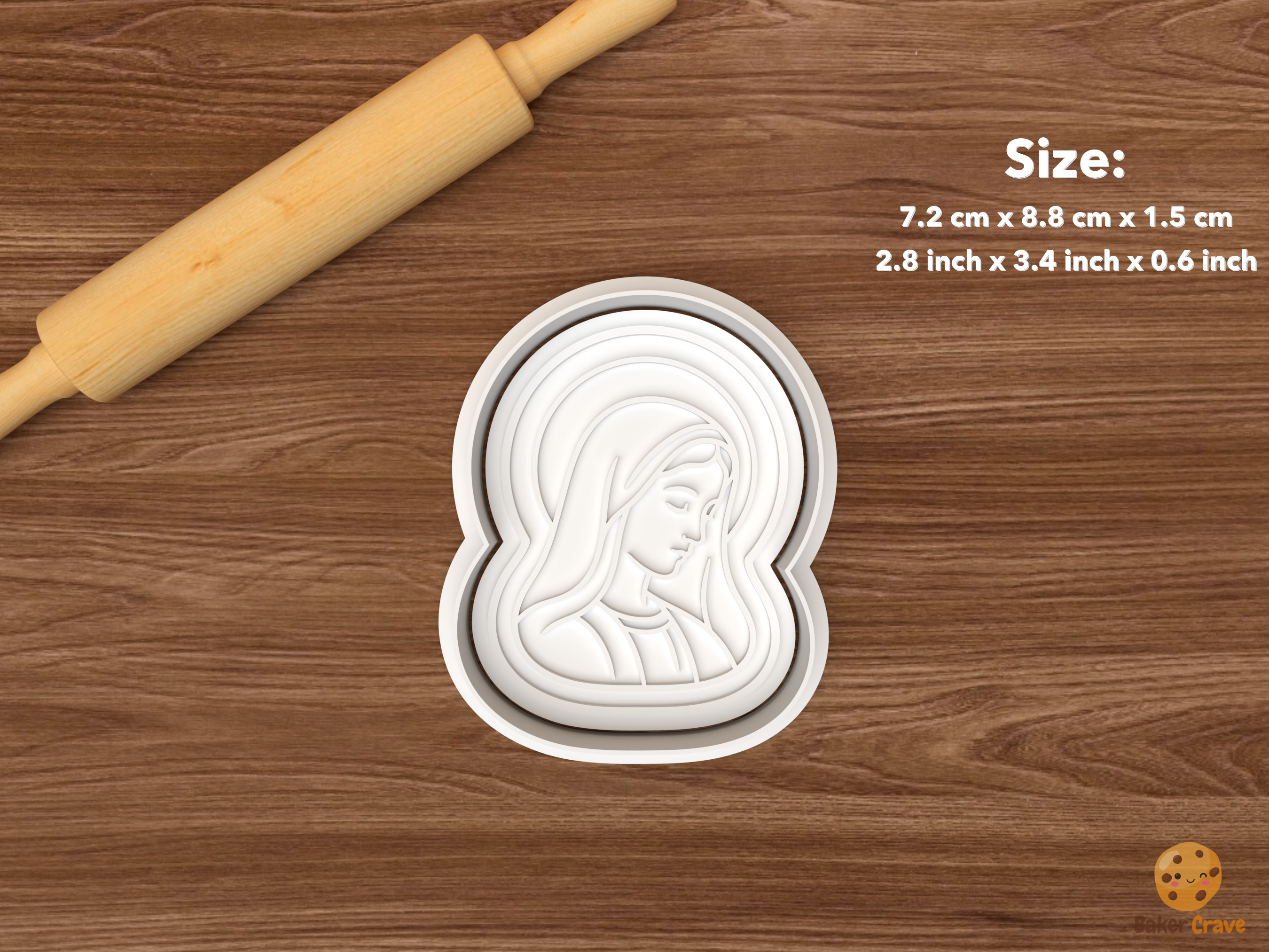 Holy Mary Religious Cookie Cutter Set STL File - single virgin mary portrait