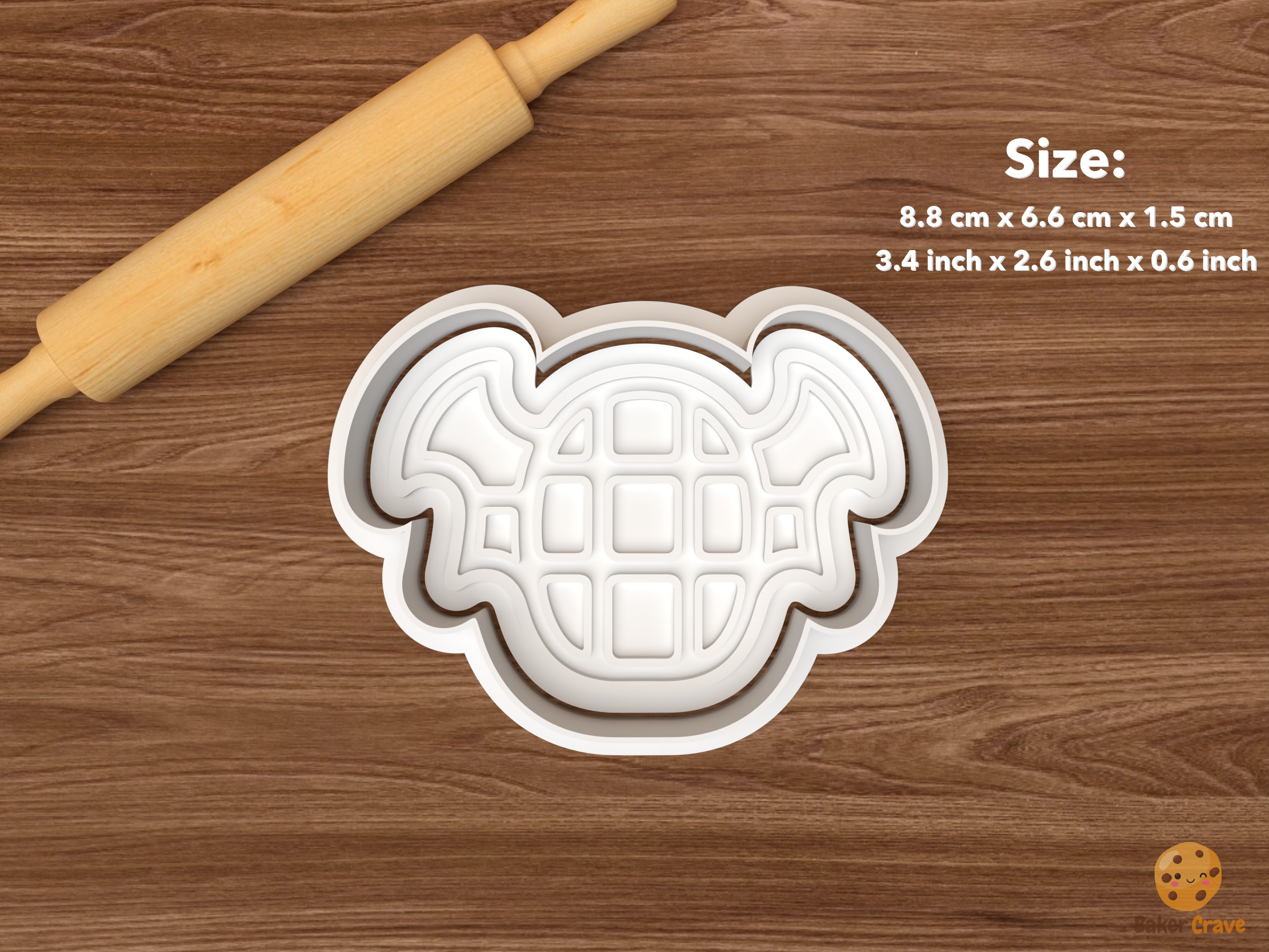 Halloween Waffle Cookie Cutter Set STL File - single waffle bat