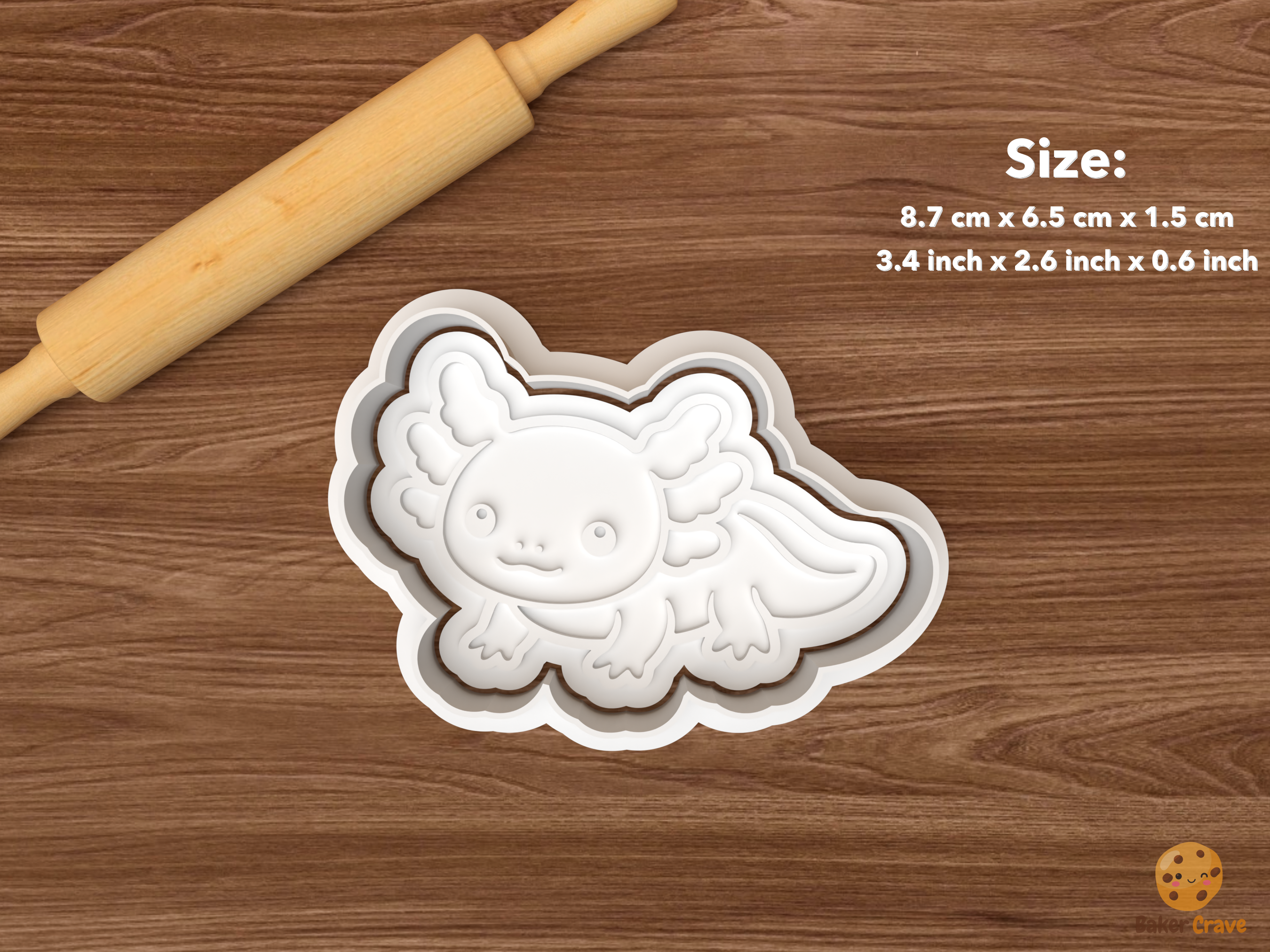 Axolotl Cookie Cutter Set STL File - single walking axolotl