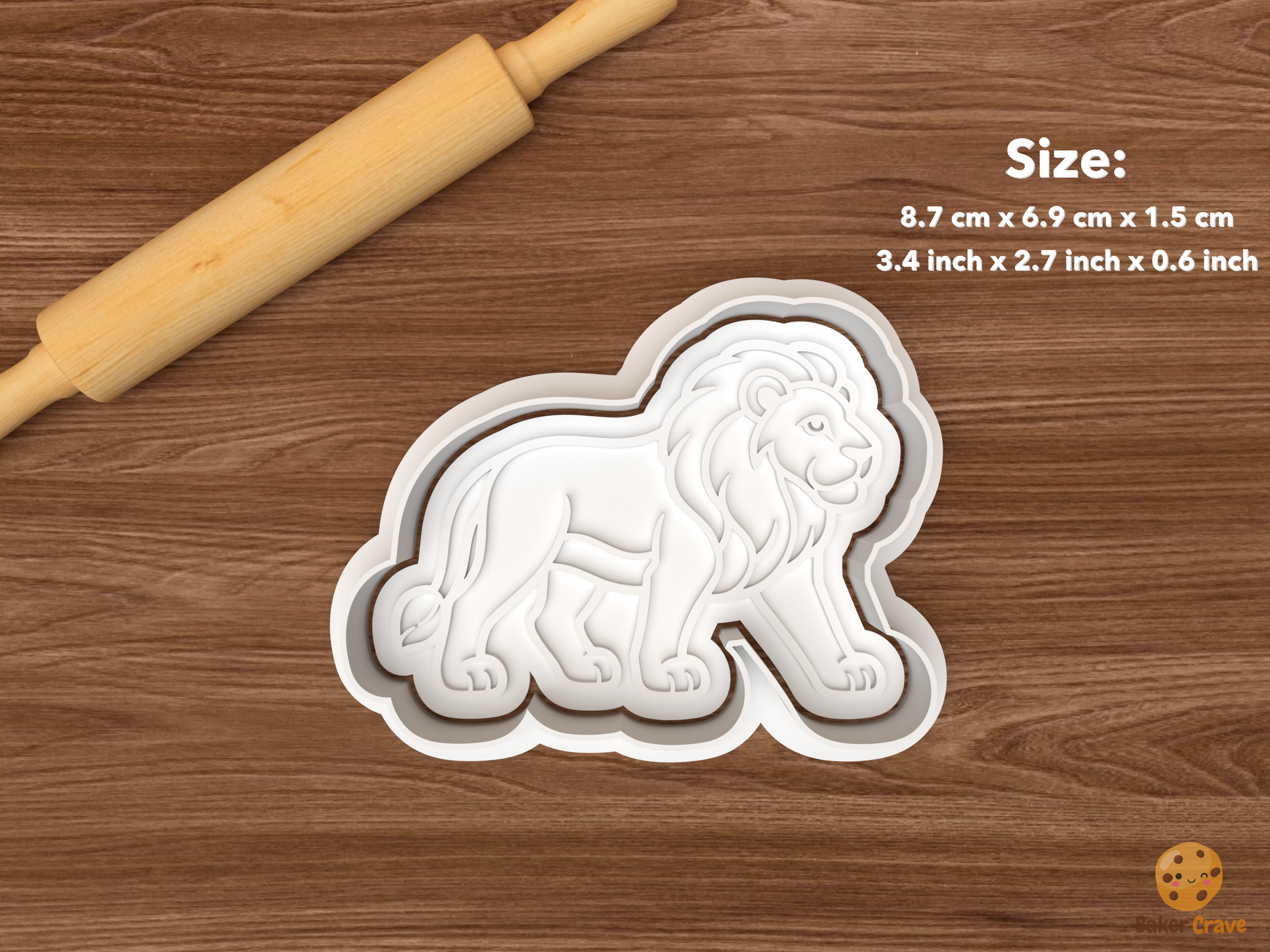 Lion Cookie Cutter Set STL File - single walking lion