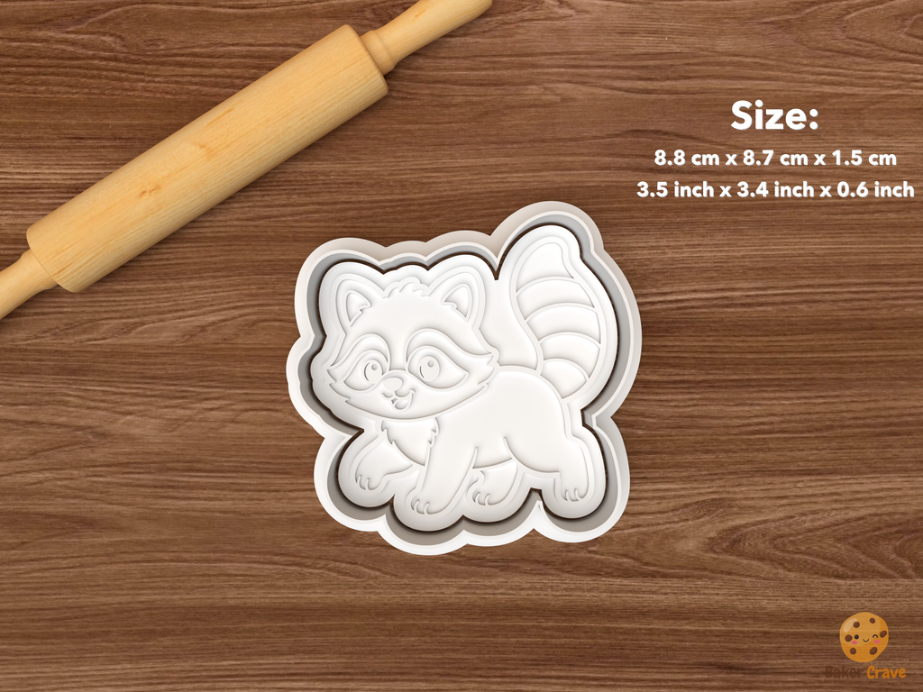 Raccoon Cookie Cutter Set STL File - single walking raccoon
