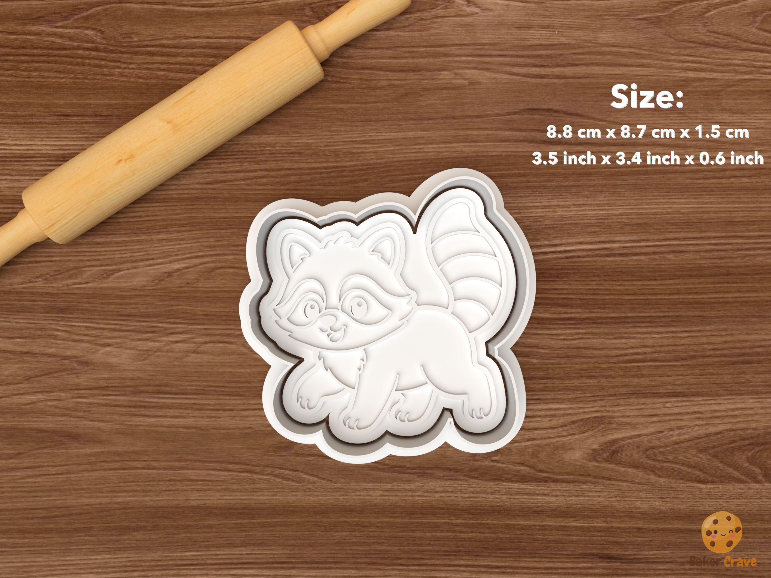 Raccoon Cookie Cutter Set STL File - single walking raccoon