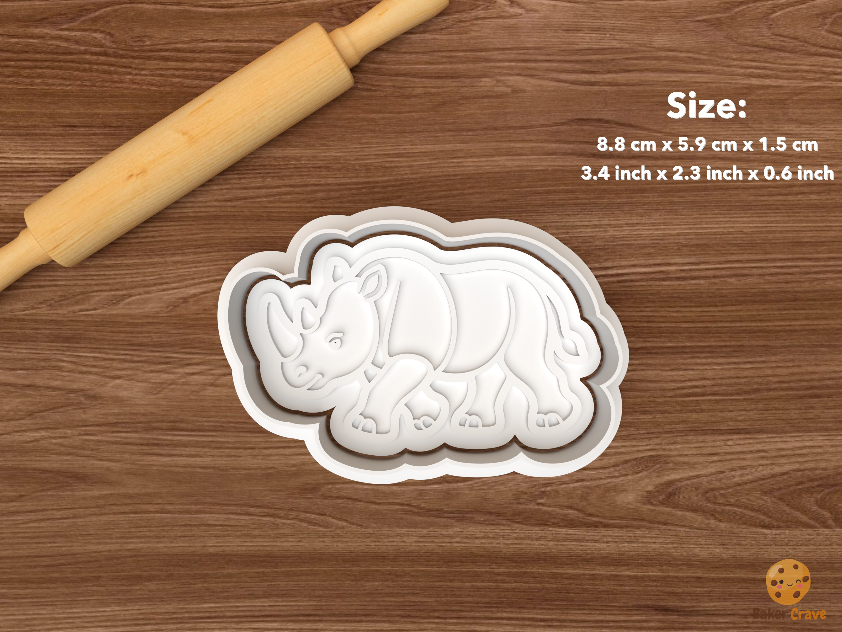 Rhino Cookie Cutter Set STL File - single walking rhino