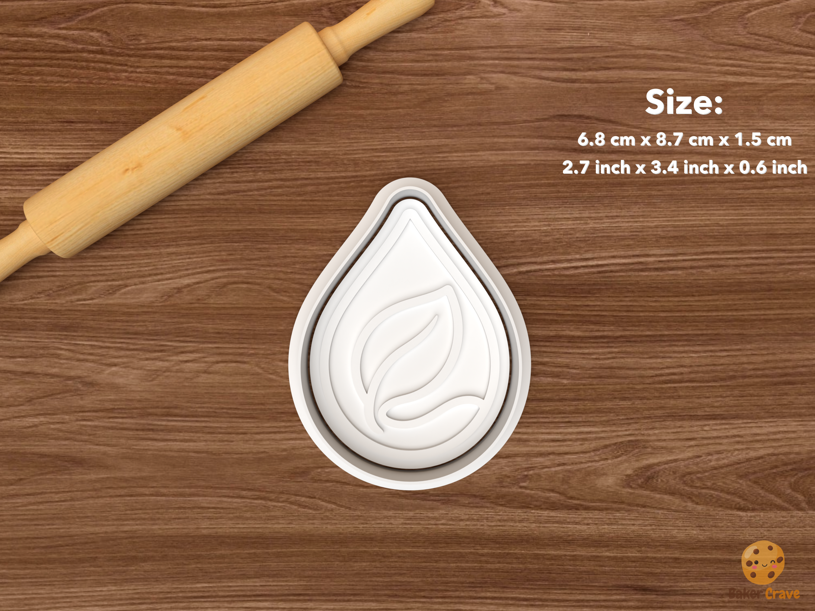 Wildlife Conservation Cookie Cutter Set STL File - single water drop with leaf
