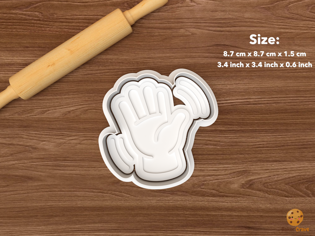 Sign Language Hands Cookie Cutter Set STL File - single waving hand