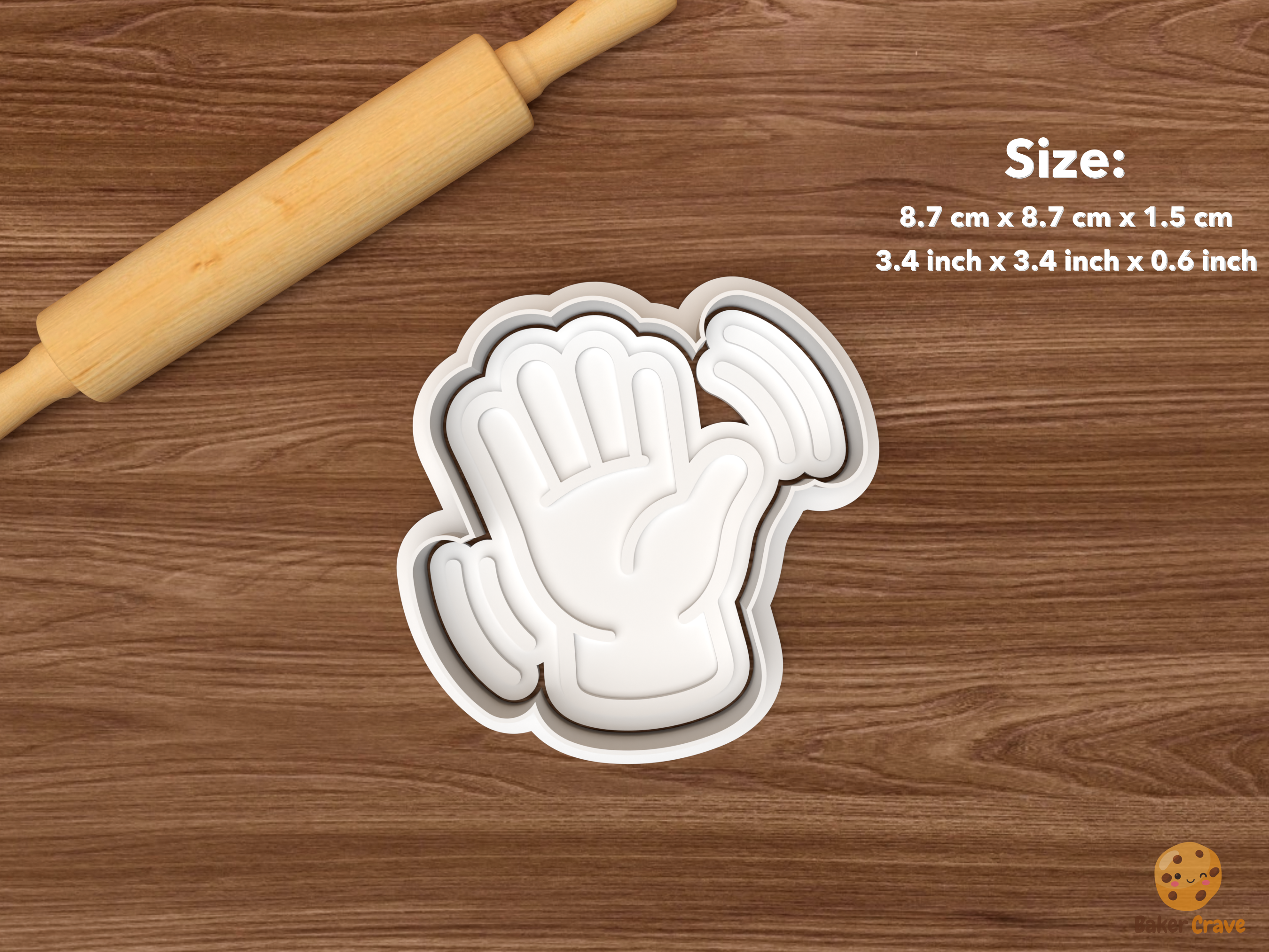 Sign Language Hands Cookie Cutter Set STL File - single waving hand