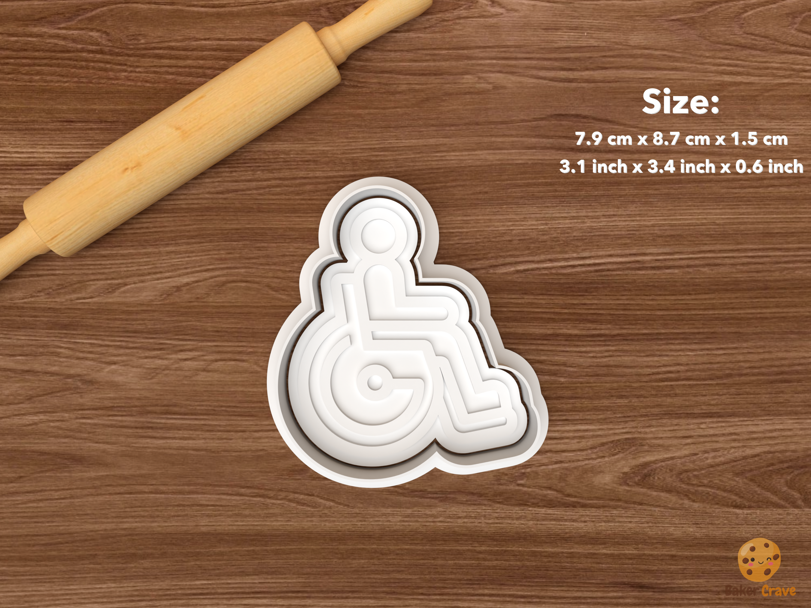 Accessibility Inclusion Cookie Cutter Set STL File - single wheelchair user
