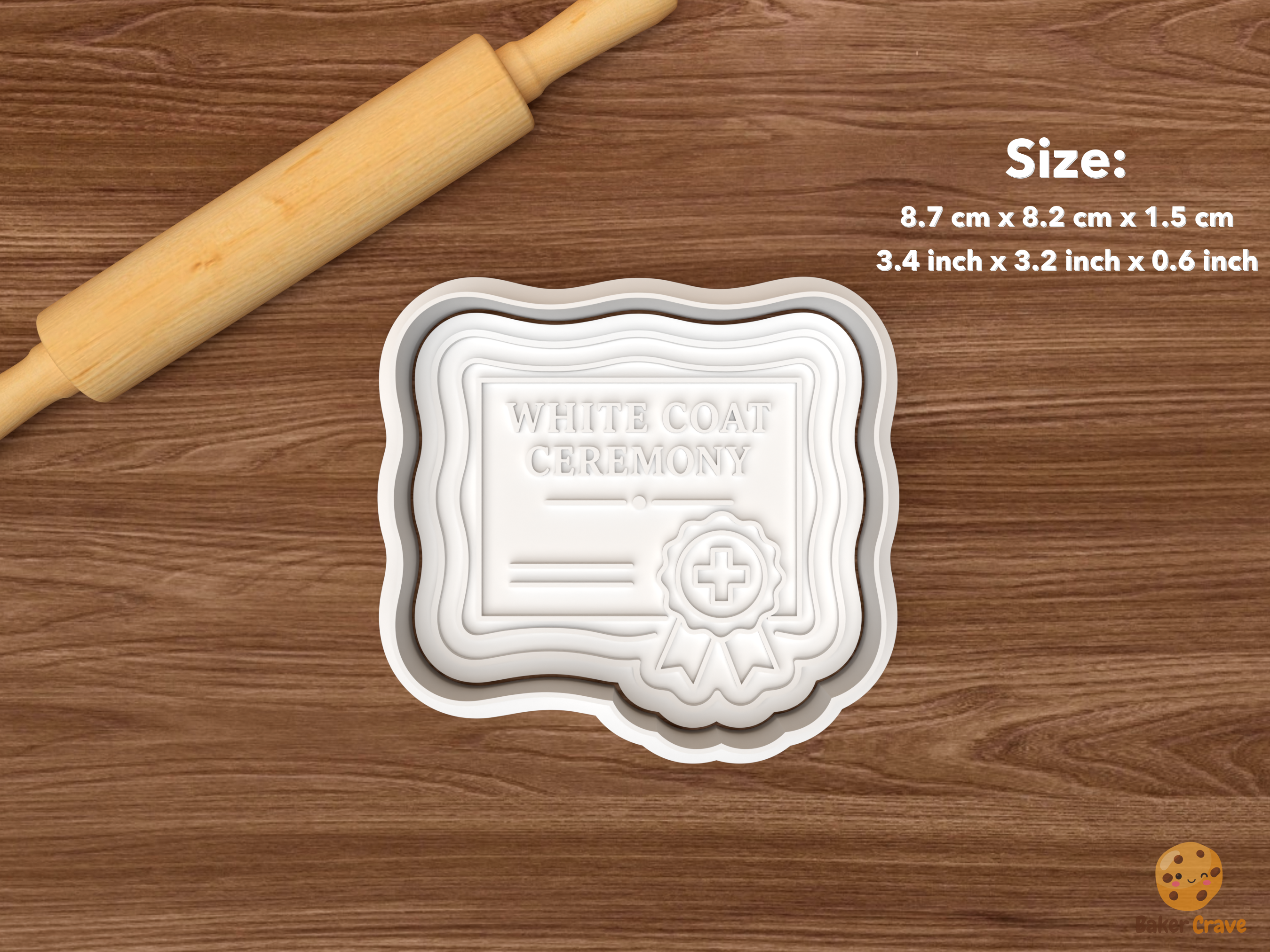 White Coat Ceremony Cookie Cutter Set STL File - single white coat certificate