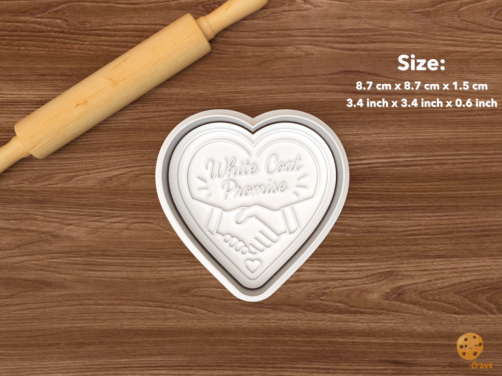 White Coat Ceremony Cookie Cutter Set STL File - single white coat promise heart