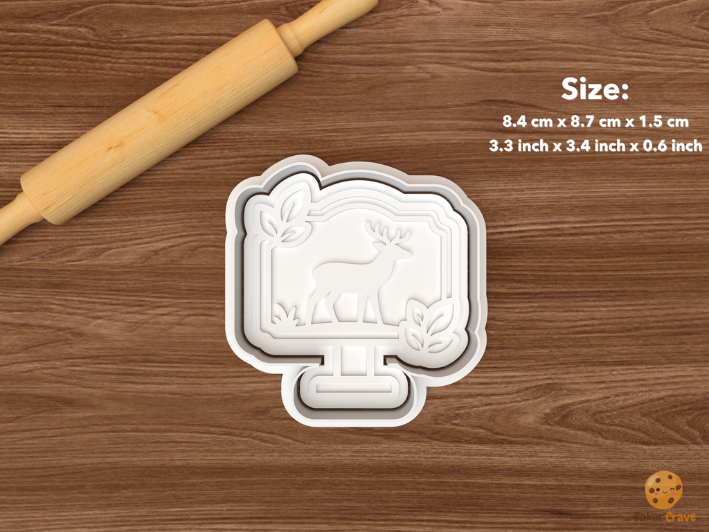 Wildlife Conservation Cookie Cutter Set STL File - single wildlife habitat sign with deer