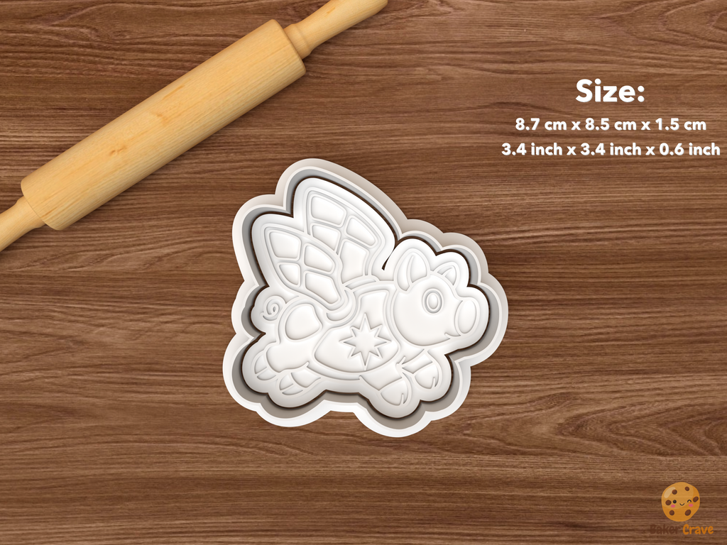 Czech Golden Pig Christmas Cookie Cutter Set STL File - single winged golden pig