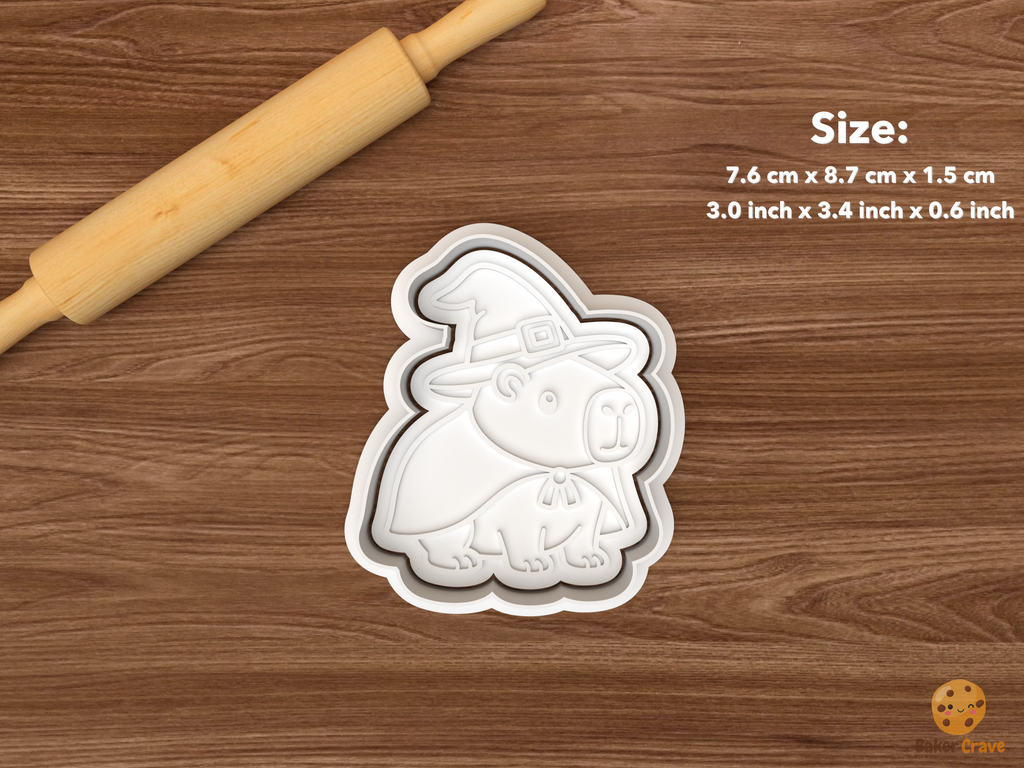 Halloween Capybara Cookie Cutter Set STL File - single witch capybara
