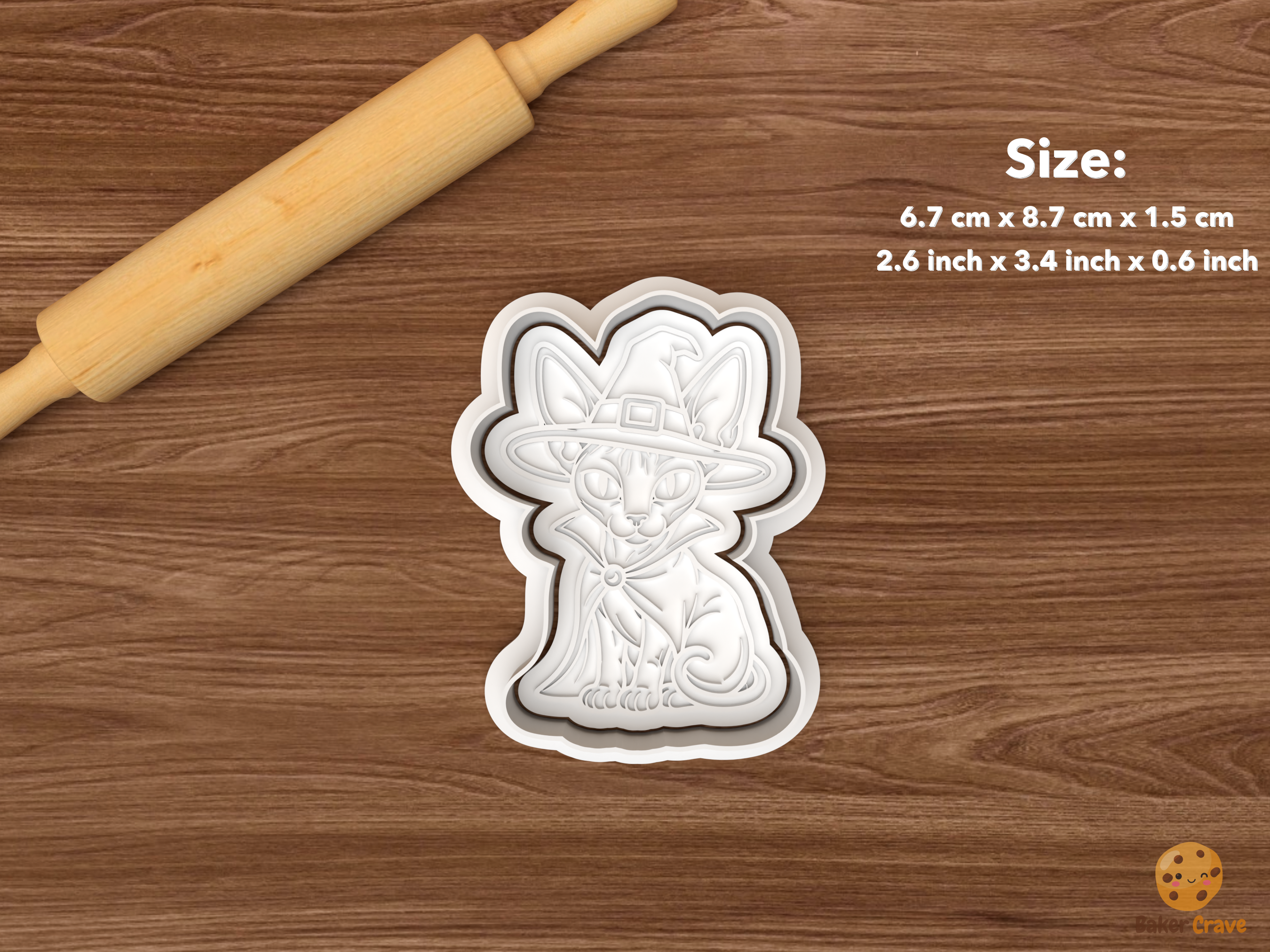 Halloween Sphynx Cat Cookie Cutter Set STL File - single witch halloween sphynx cat
