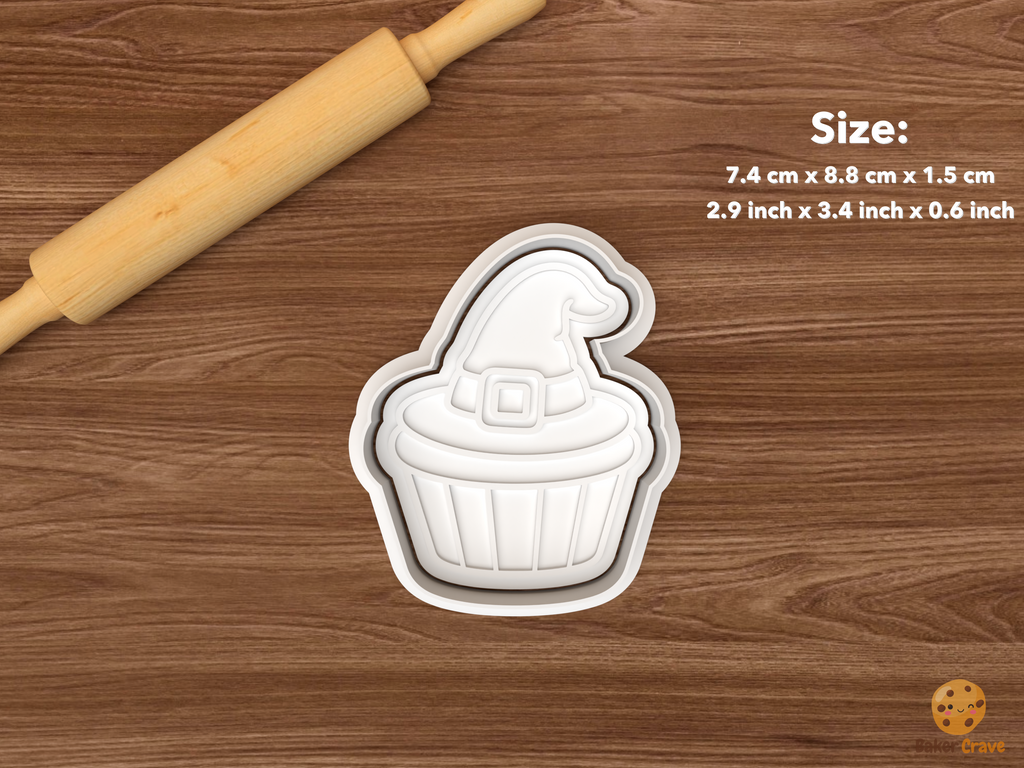Halloween Cupcake Cookie Cutter Set STL File - single witch hat cupcake