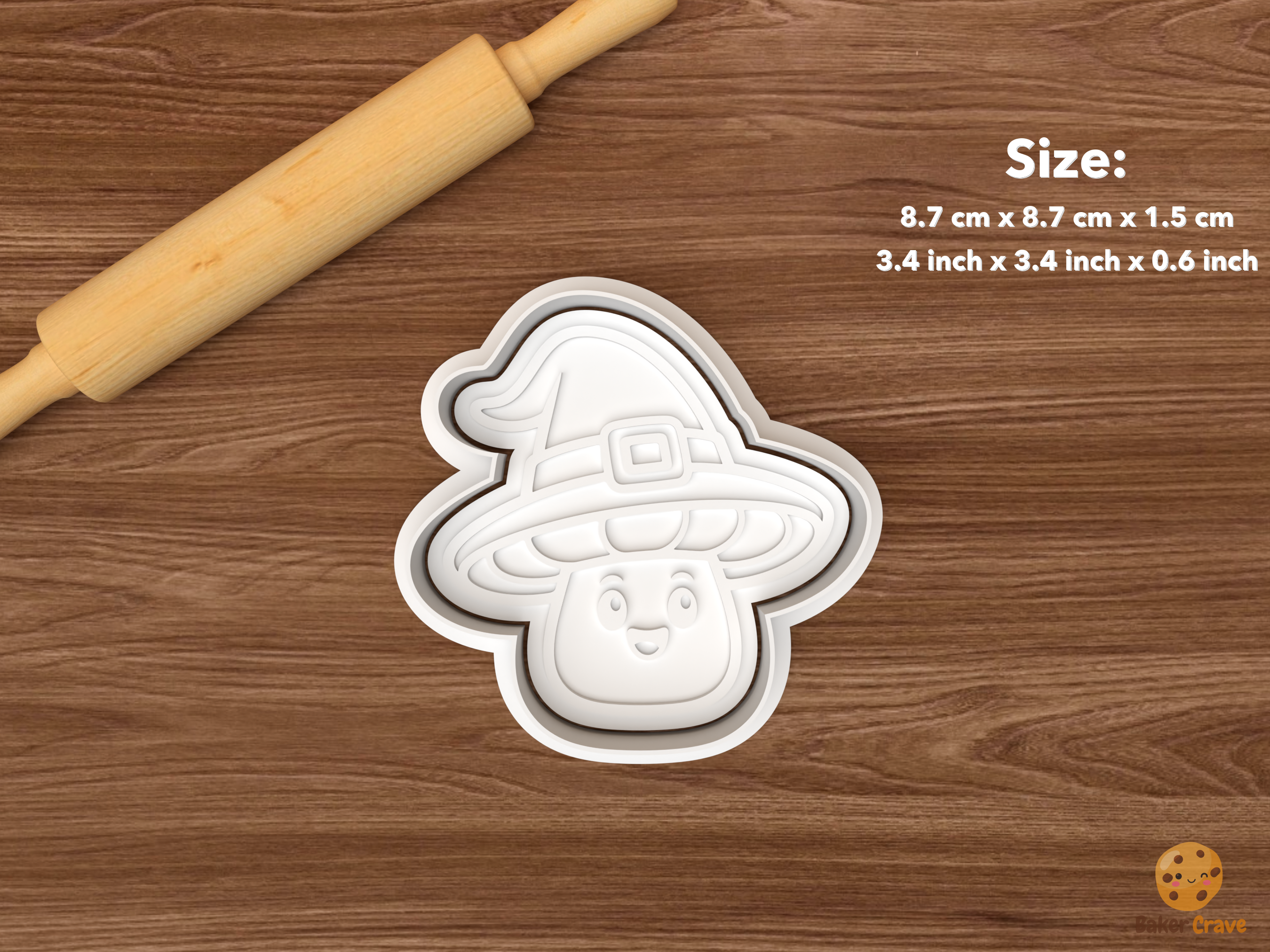 Halloween Spooky Mushroom Cookie Cutter Set STL File - single witch hat mushroom