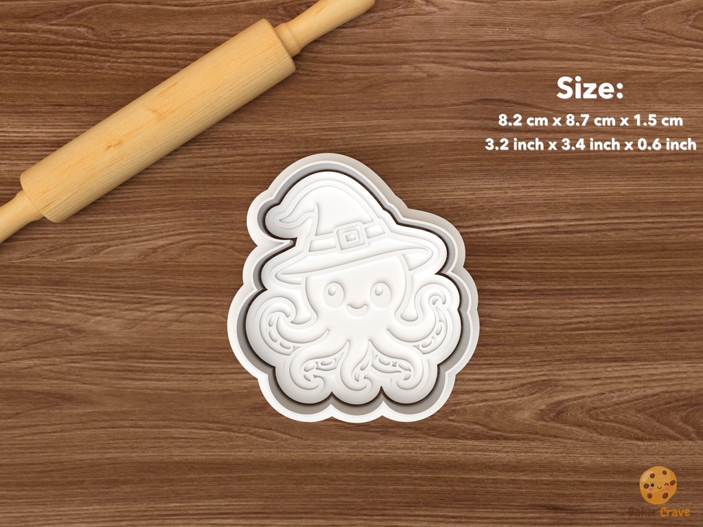 Halloween Octopus Cookie Cutter Set STL File - single witch hat octopus
