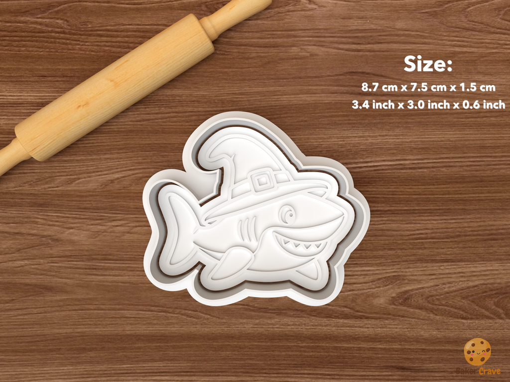 Halloween Shark Cookie Cutter Set STL File - single witch hat shark