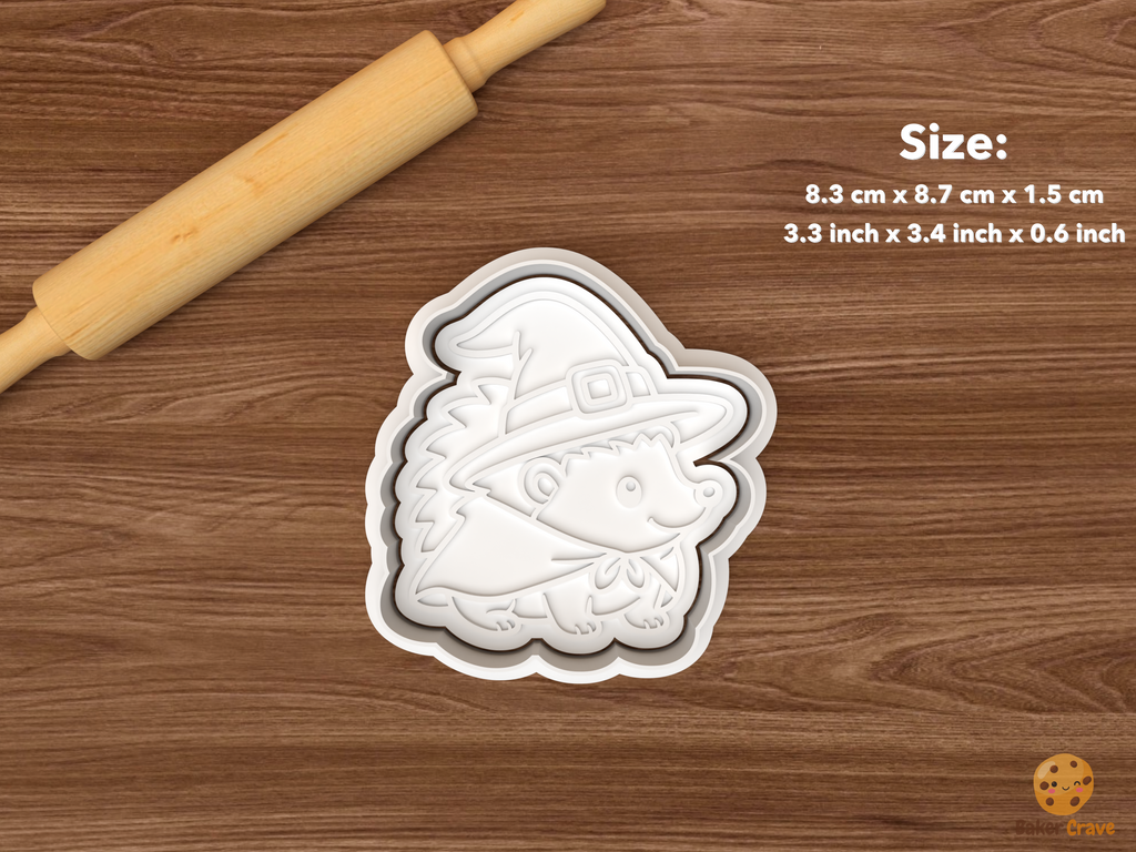 Halloween Hedgehog Cookie Cutter Set STL File - single witch hedgehog