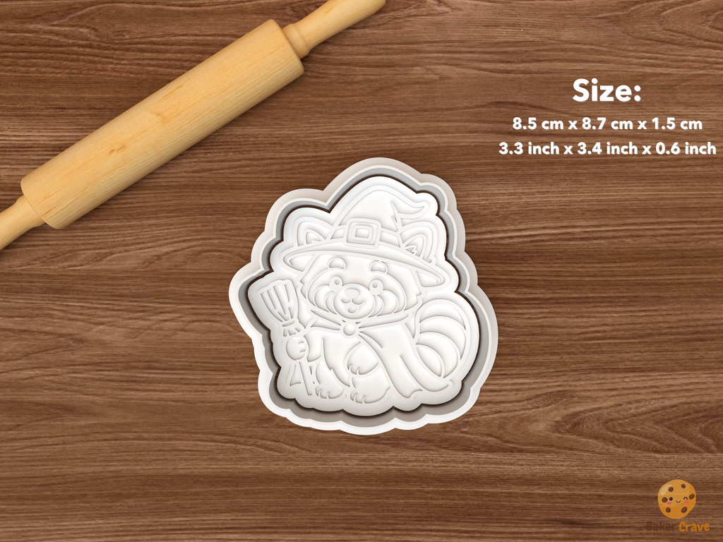Halloween Red Panda Cookie Cutter Set STL File - single witch red panda