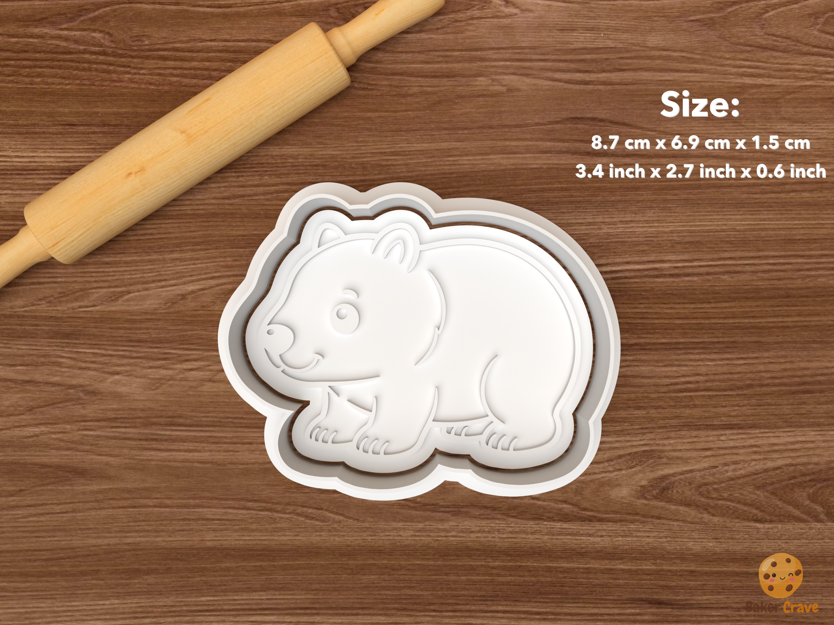 Australian Animals Cookie Cutter Set STL File - single wombat