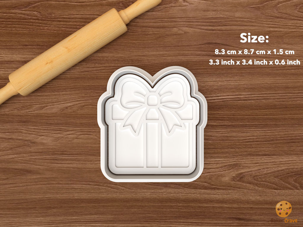 Self Gift Shopping Cookie Cutter Set STL File - single wrapped gift box