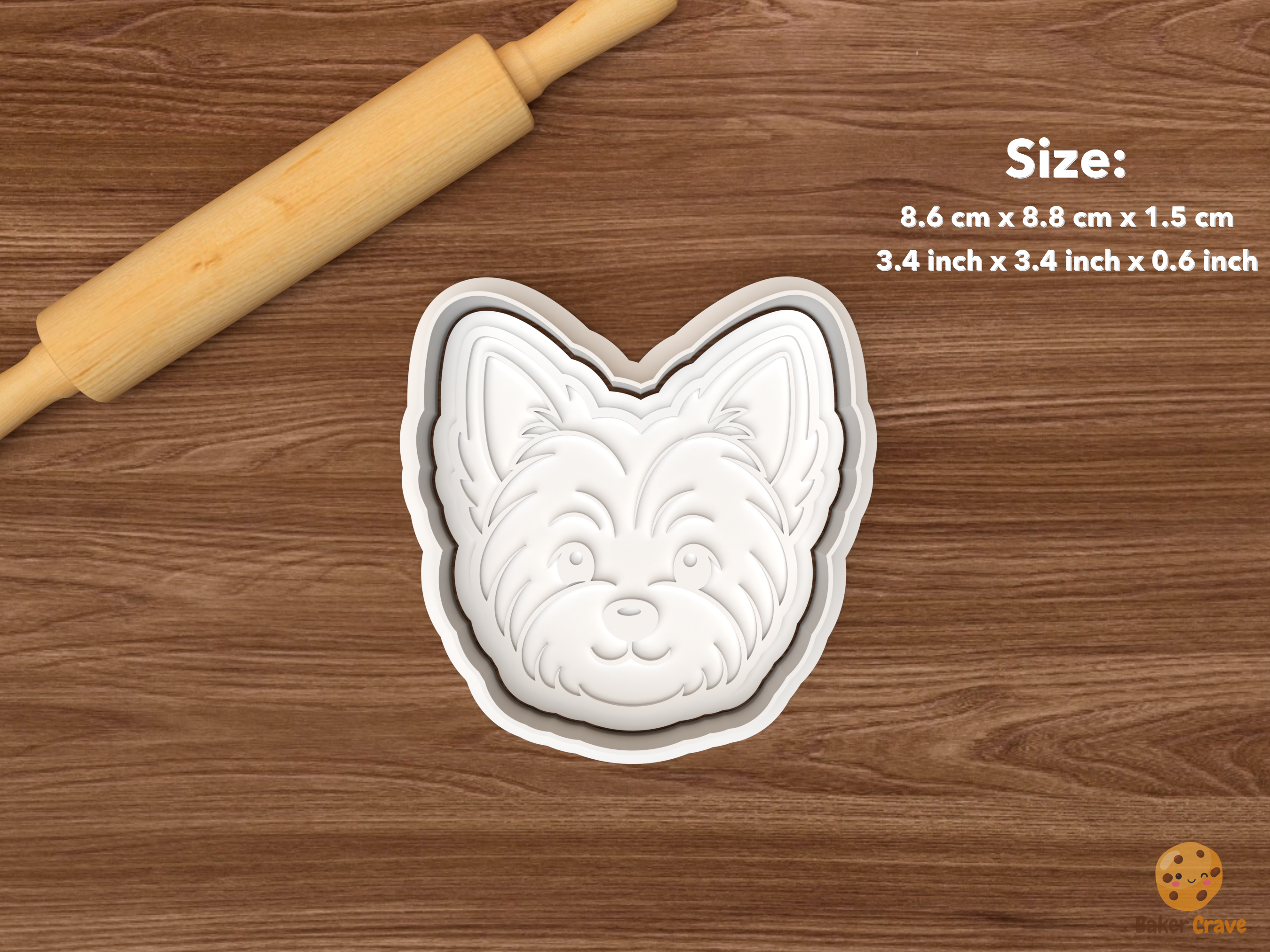 Yorkshire Terrier Dog Cookie Cutter Set STL File - single yorkshire terrier dog face