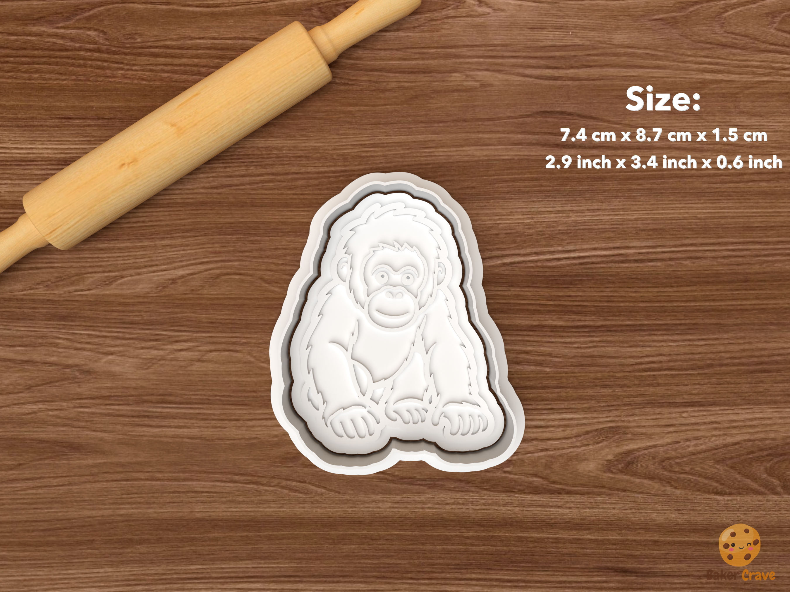 Orangutan Cookie Cutter Set STL File - single young orangutan