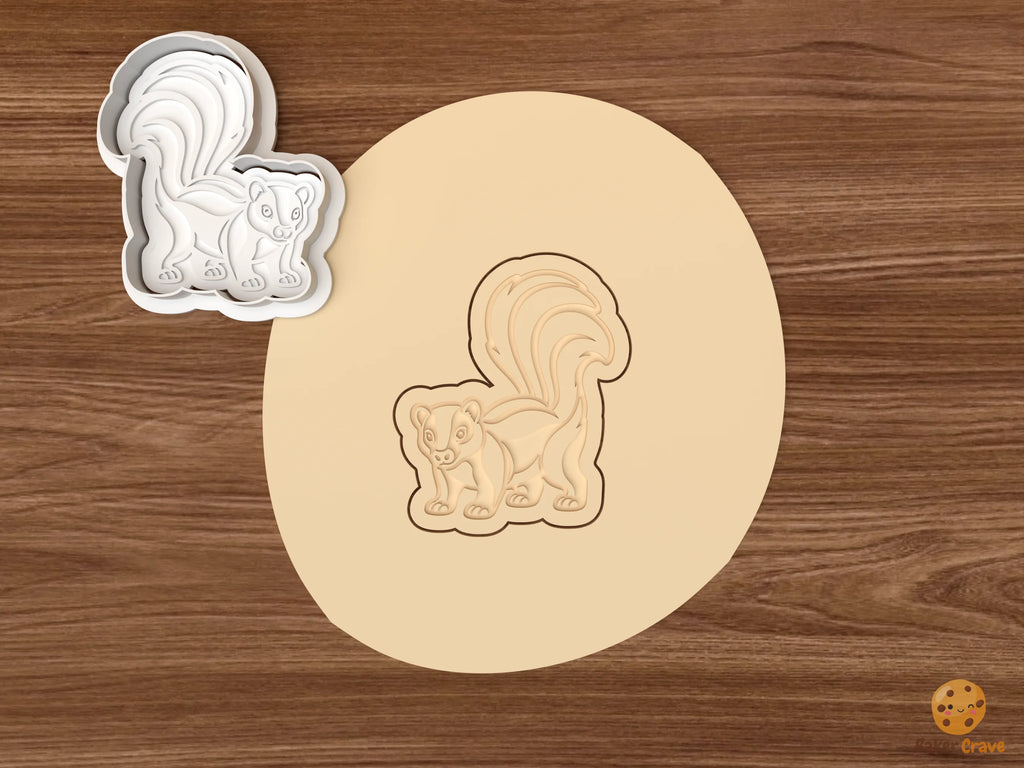 Skunk Cookie Cutter Set STL File - dough standing skunk