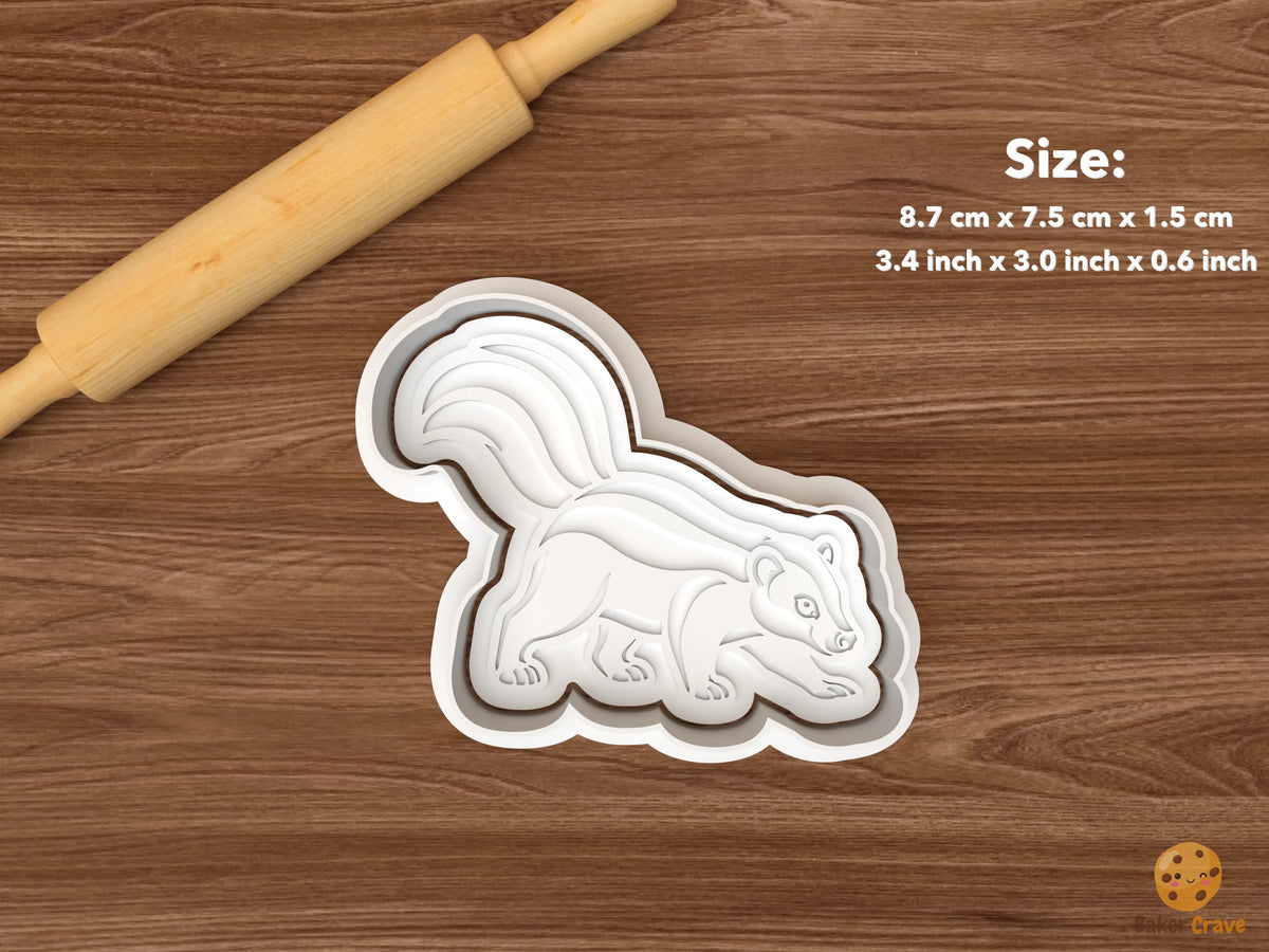 Skunk Cookie Cutter Set STL File - single walking skunk