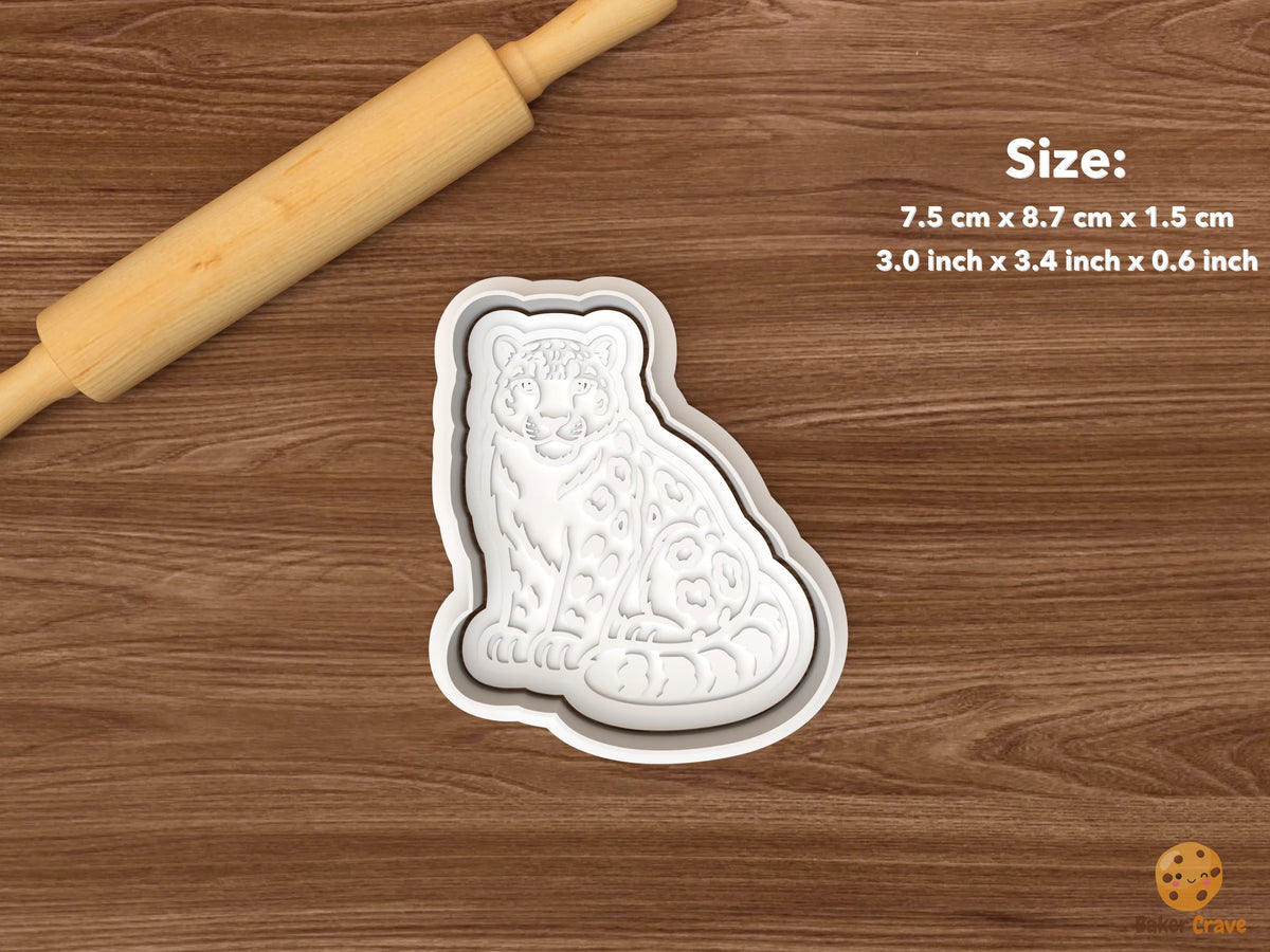 Snow Leopard Cookie Cutter Set STL File - single sitting snow leopard