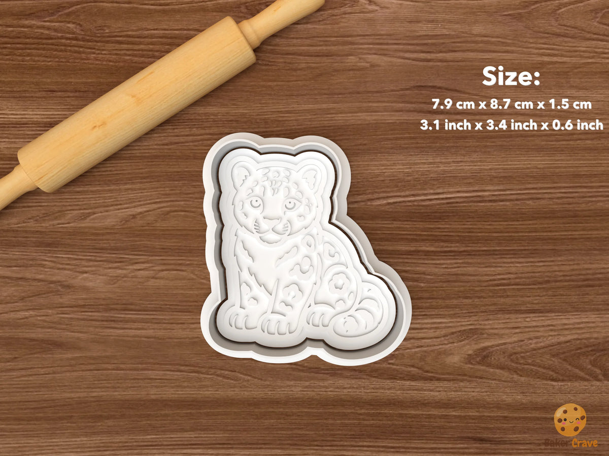 Snow Leopard Cookie Cutter Set STL File - single snow leopard cub
