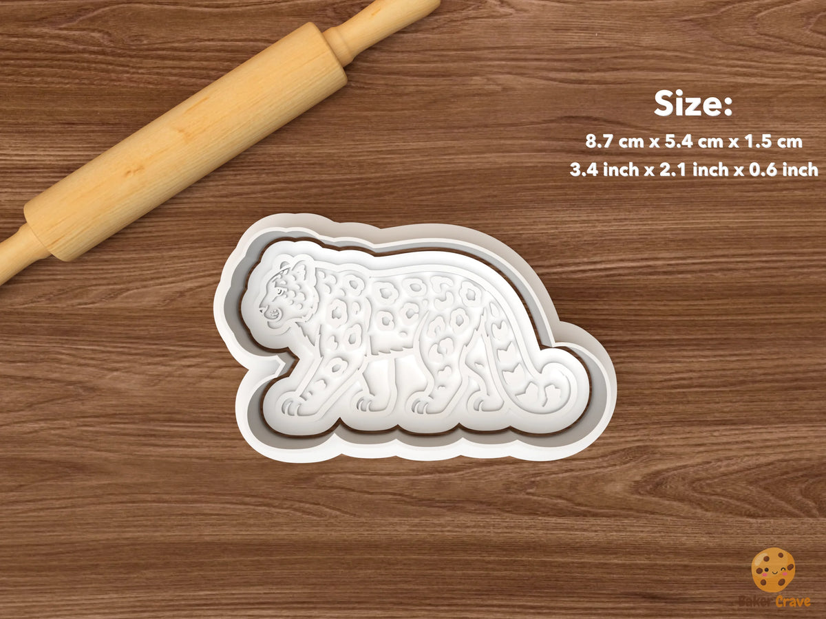 Snow Leopard Cookie Cutter Set STL File - single walking snow leopard