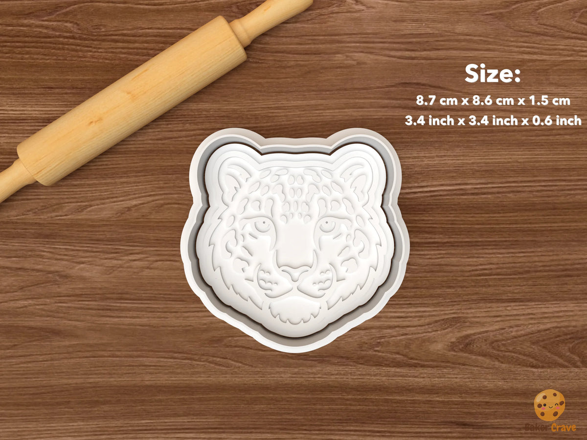Snow Leopard Cookie Cutter Set STL File - single snow leopard face