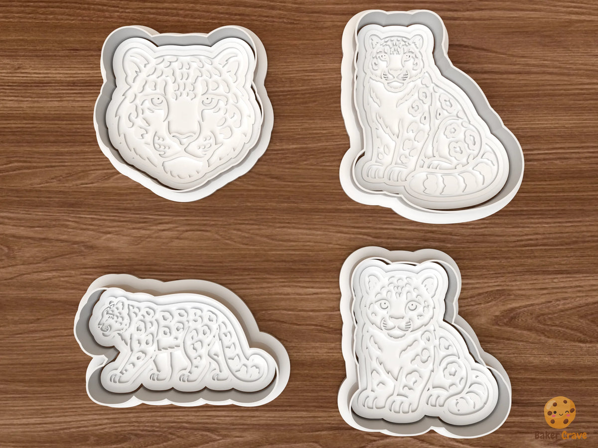Snow Leopard Cookie Cutter Set STL File - 01 set main