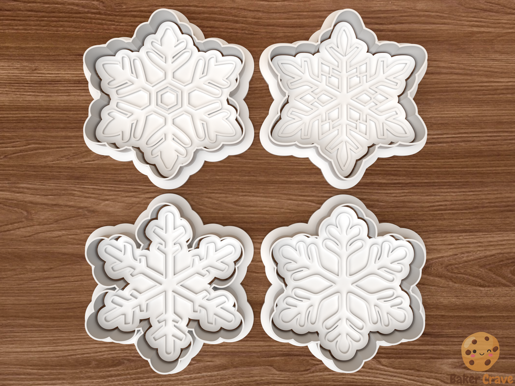 Snowflake Cookie Cutter Set STL File - snow1